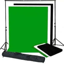 Bresser Hintergrundsets|Hintergrundsysteme>BR-BGS2 Set21 - Hintergrundsystem inklusive Fotohintergründe Greenscreen/ Schwarz/ Weiß