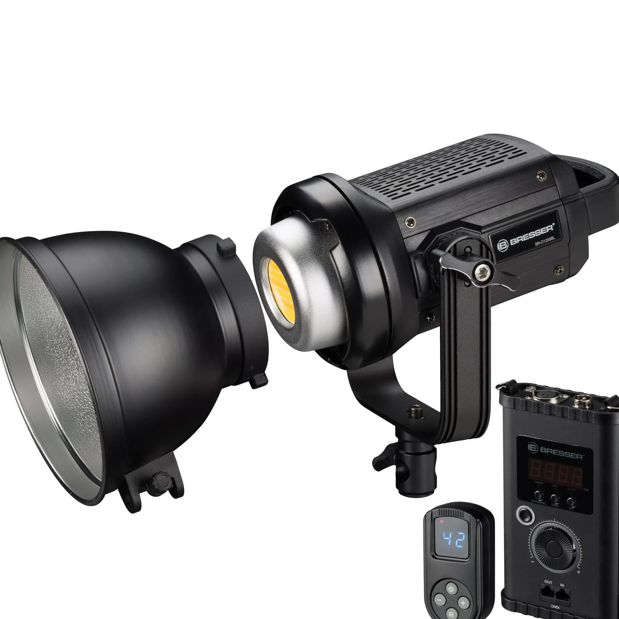 Bresser Led Studiolampen>BR-D1200BL COB LED Studiolampe 120W mit Bowens-Anschluss für Softboxen