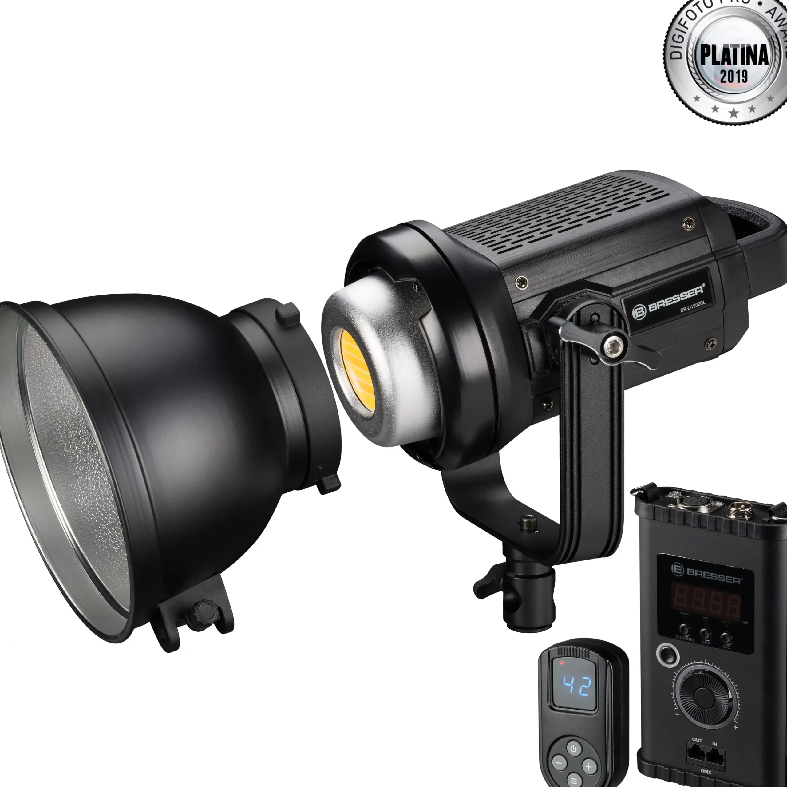 Bresser Led Studiolampen>BR-D1200BL COB LED Studiolampe 120W mit Bowens-Anschluss für Softboxen