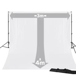 Bresser Hintergrundsysteme>BR-D23 Hintergrundsystem + Hintergrundstoff 3 x 4m Weiß