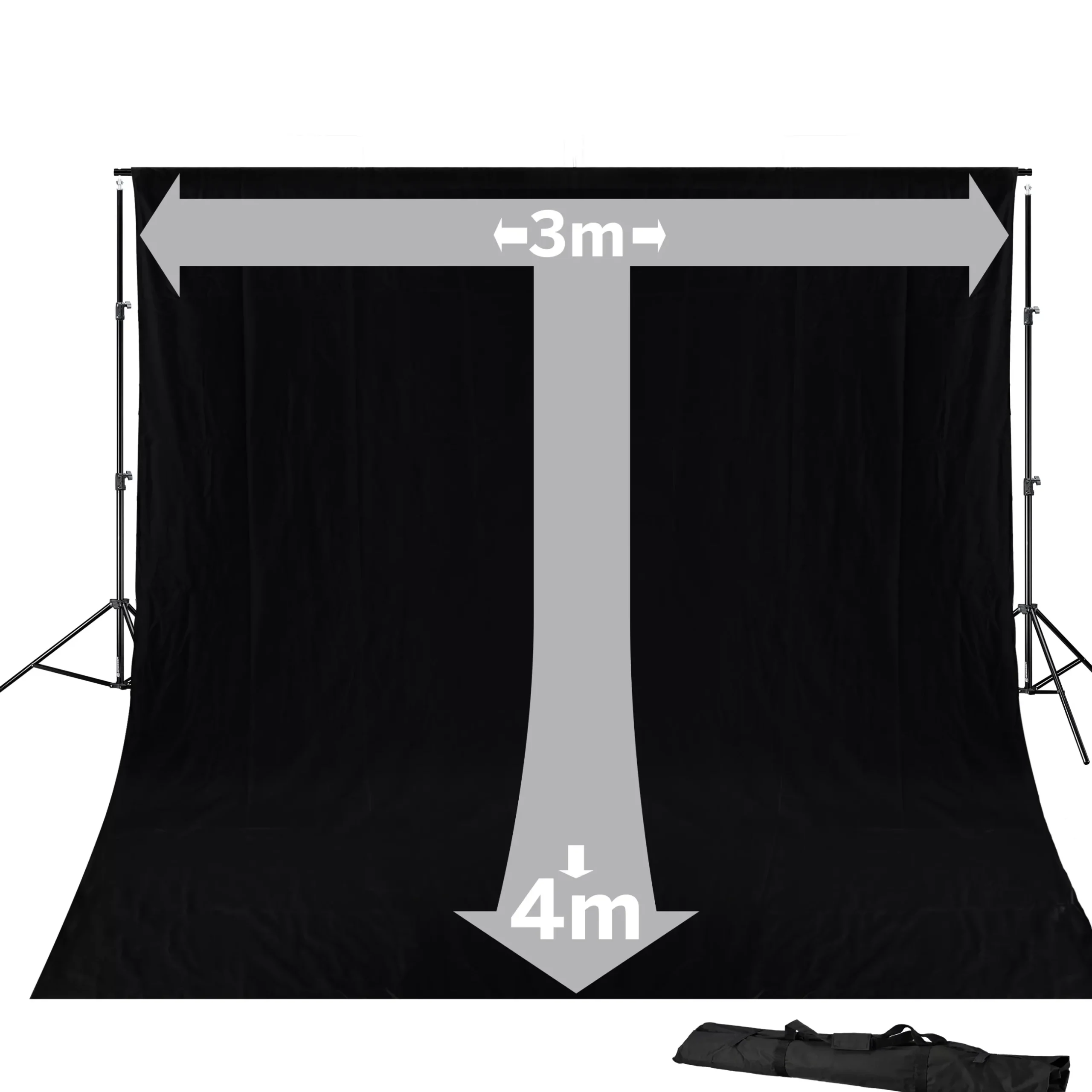 Bresser Hintergrundsets|Hintergrundsysteme>BR-D23 Hintergrundsystem + Hintergrundtstoff 3 x 4m Schwarz
