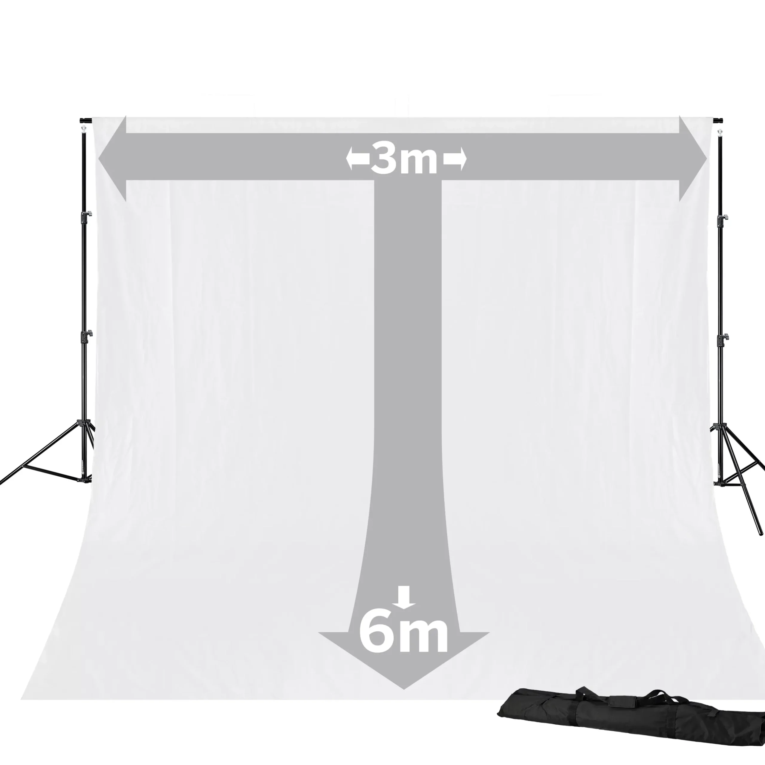 Bresser Hintergrundsets|Hintergrundsysteme>BR-D23 Hintergrundsystem + Hintergrundtuch 3 x 6m Weiß