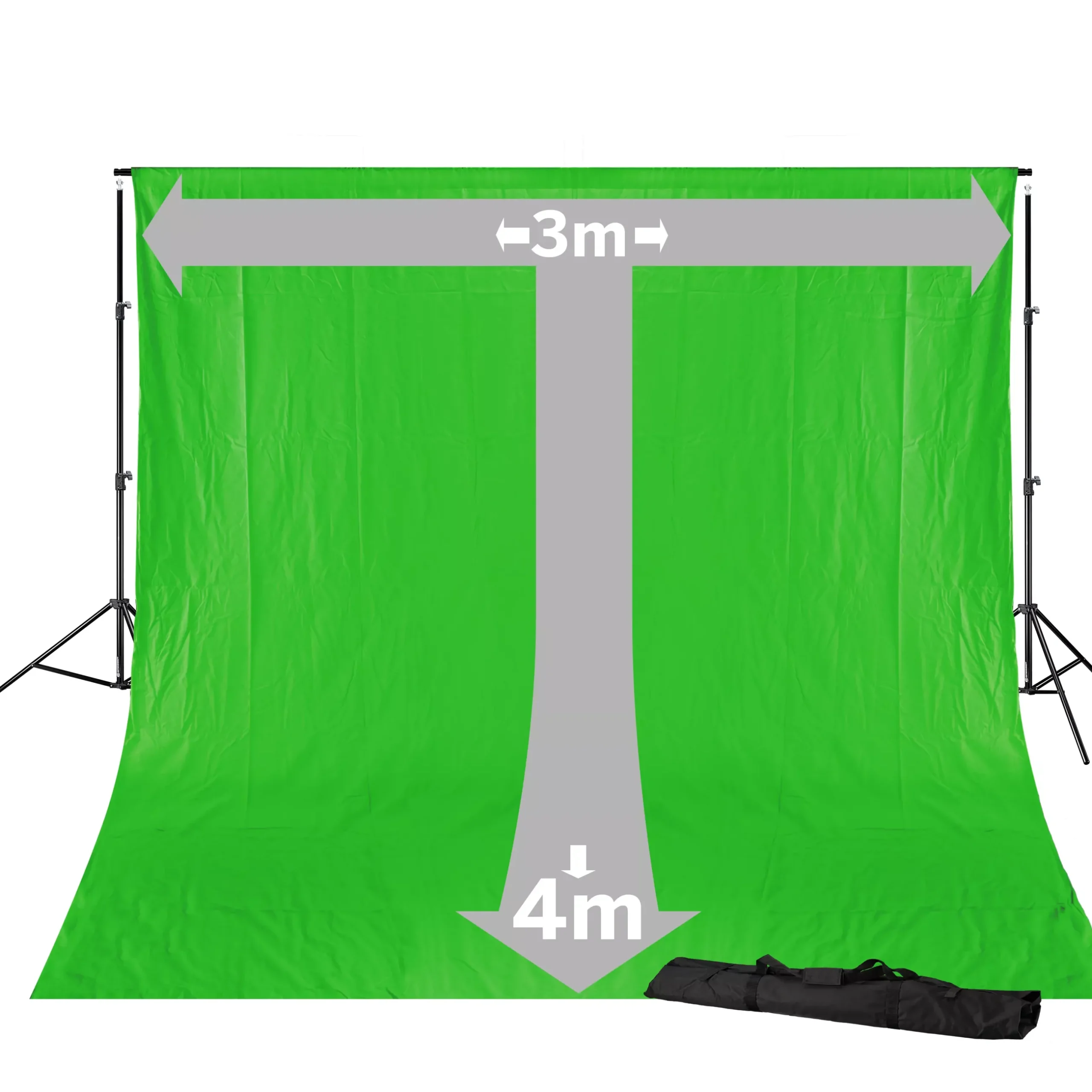 Bresser Hintergrundsets|Hintergrundsysteme>BR-D23 Hintergrundsystem + Greenscreen/ Chromakey Grün Hintergrundstoff 3 x 4m
