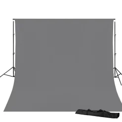Bresser Hintergrundsets|Hintergrundsysteme>BR-D23 Hintergrundsystem + Hintergrundstoff 3 x 6m Grau