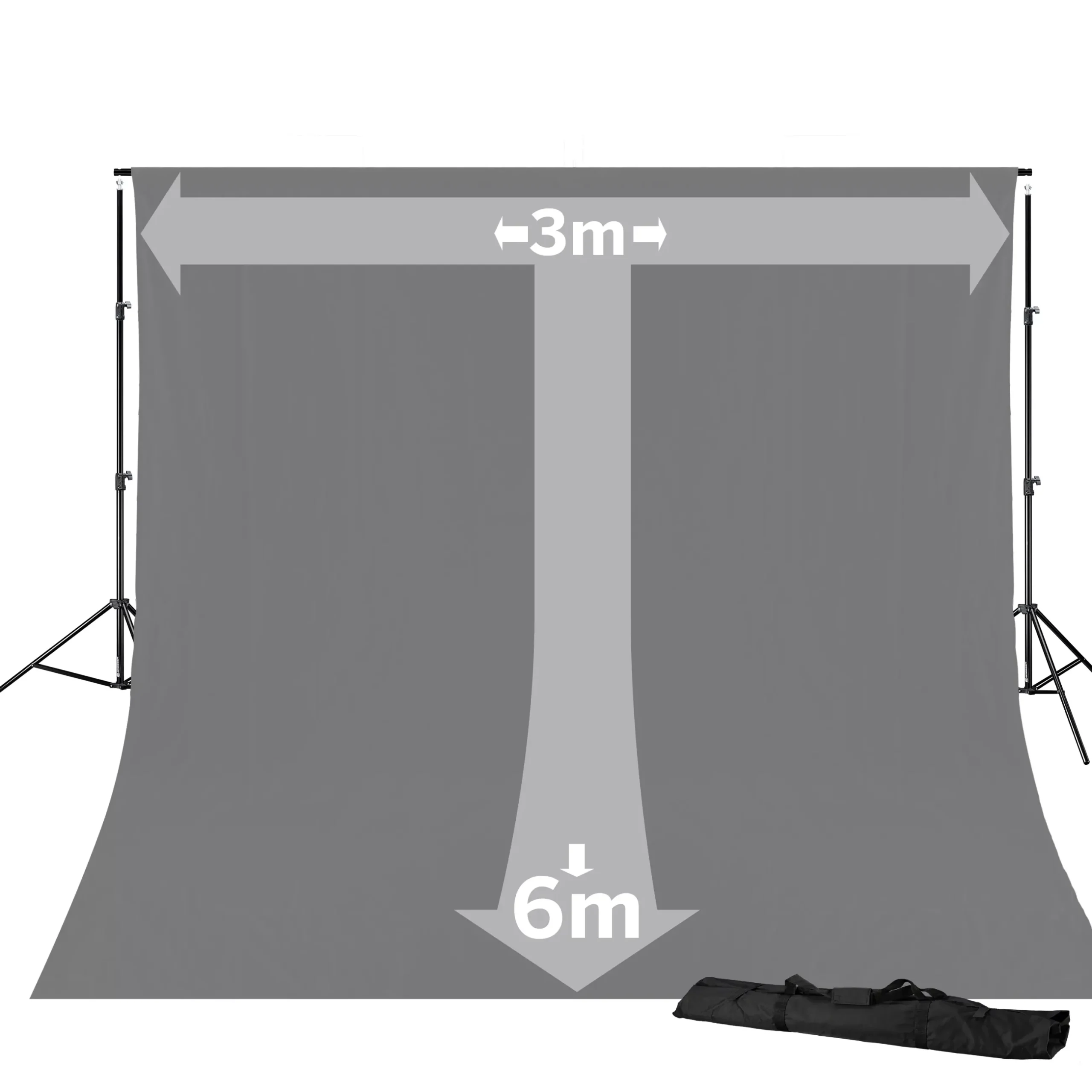 Bresser Hintergrundsets|Hintergrundsysteme>BR-D23 Hintergrundsystem + Hintergrundstoff 3 x 6m Grau