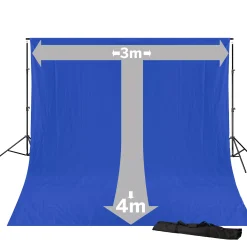 Bresser Hintergrundsets|Hintergrundsysteme>BR-D23 Hintergrundsystem + Hintergrundtuch 3 x 4m Chromakey Blau