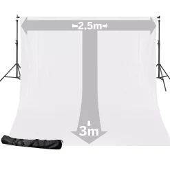Bresser Hintergrundsets|Hintergrundsysteme>BR-D24 Hintergrundsystem + Hintergrundstoff 2,5 x 3m Weiß
