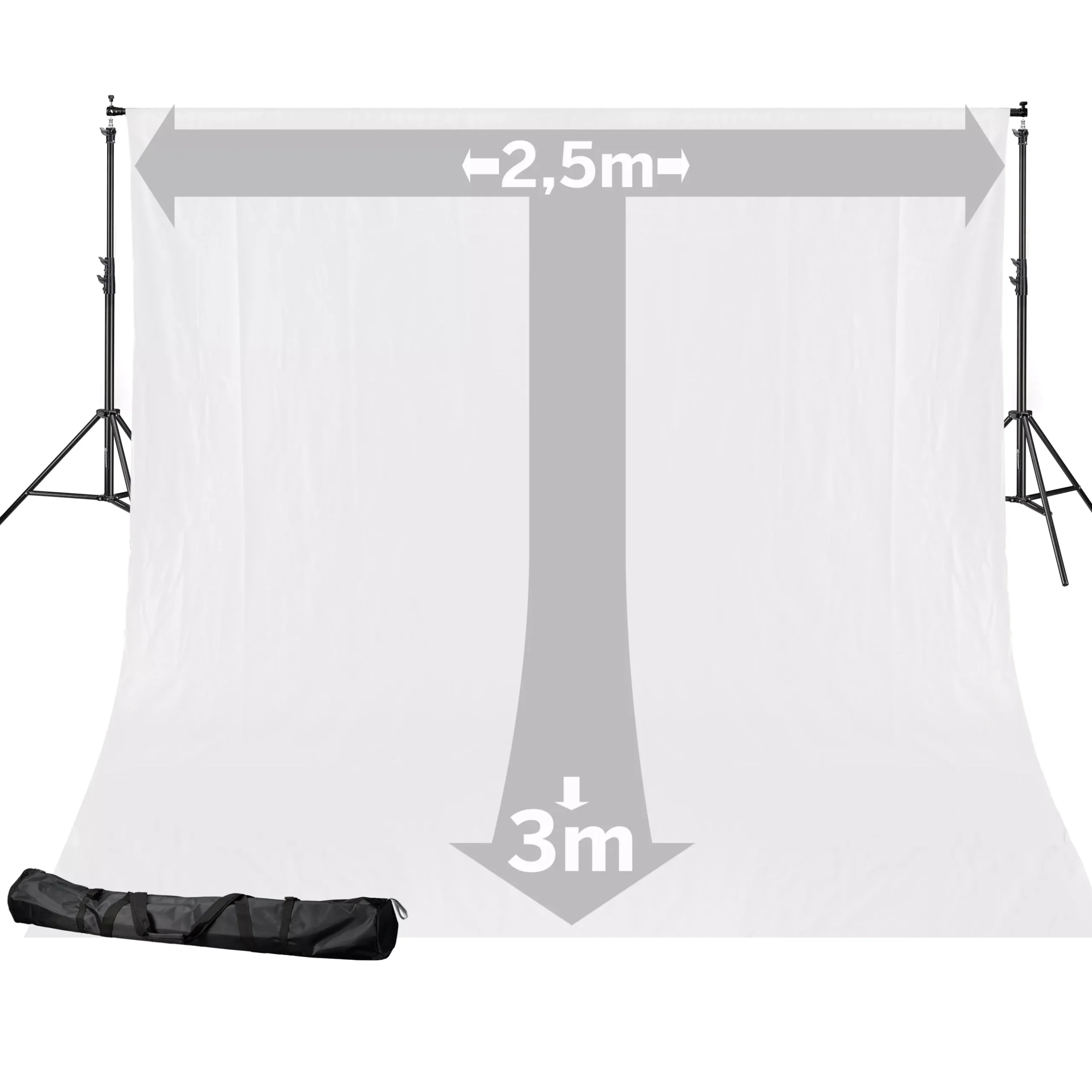 Bresser Hintergrundsets|Hintergrundsysteme>BR-D24 Hintergrundsystem + Hintergrundstoff 2,5 x 3m Weiß