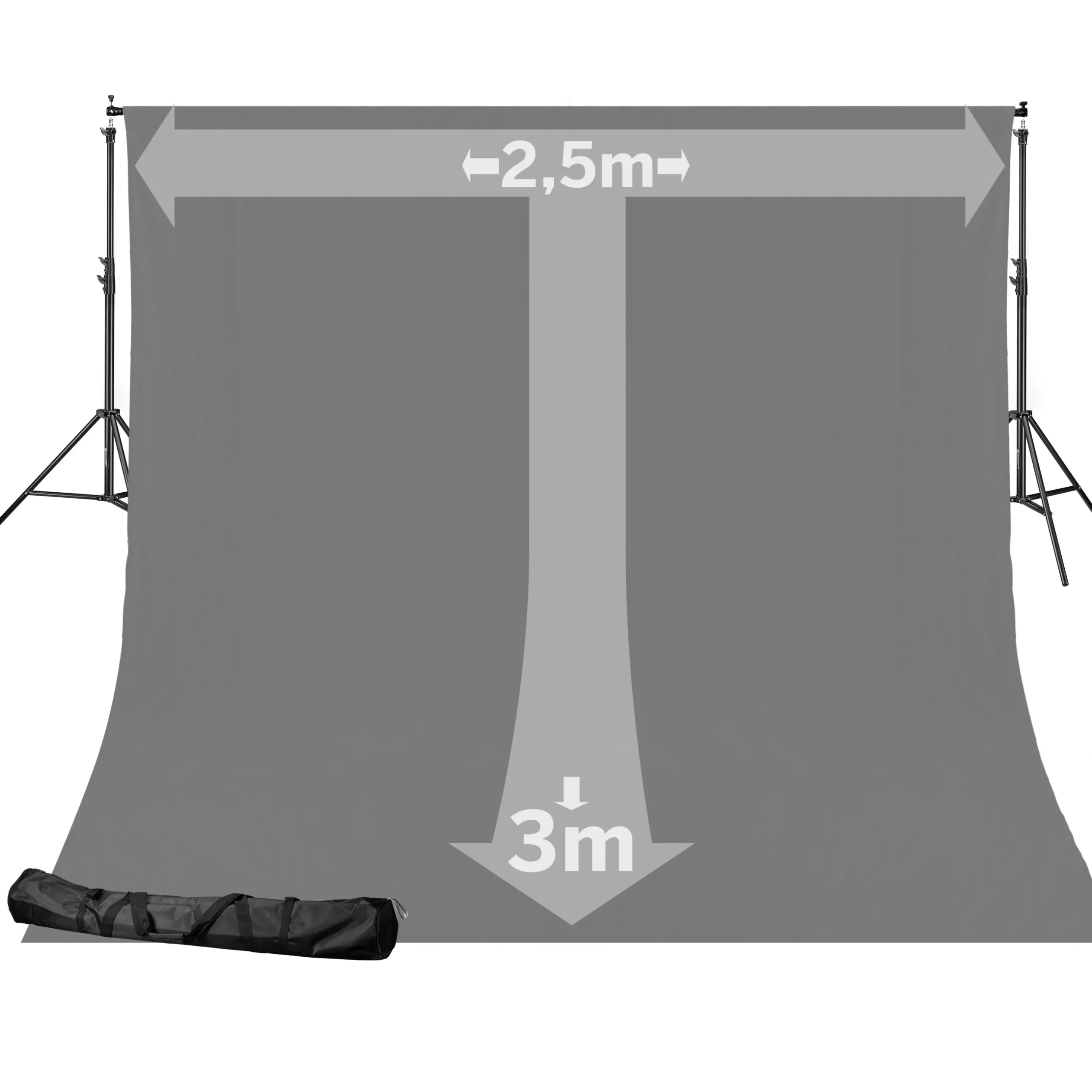 Bresser Hintergrundsets|Hintergrundsysteme>BR-D24 Hintergrundsystem + Hintergrundstoff 2,5 x 3m Grau