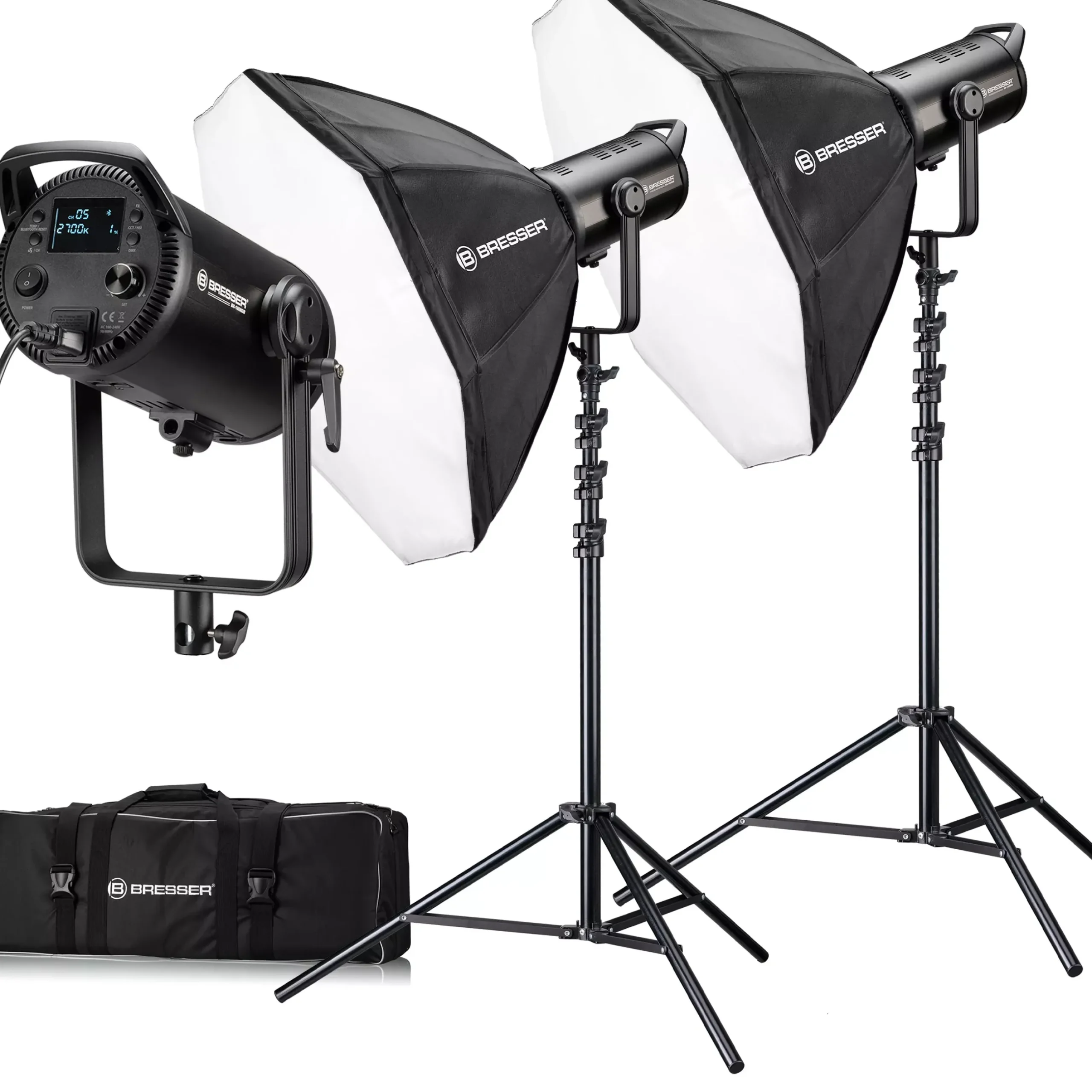Bresser Led Studiolampen Sets>BR-180RGB COB LED Light Duo Kit mit Softboxen