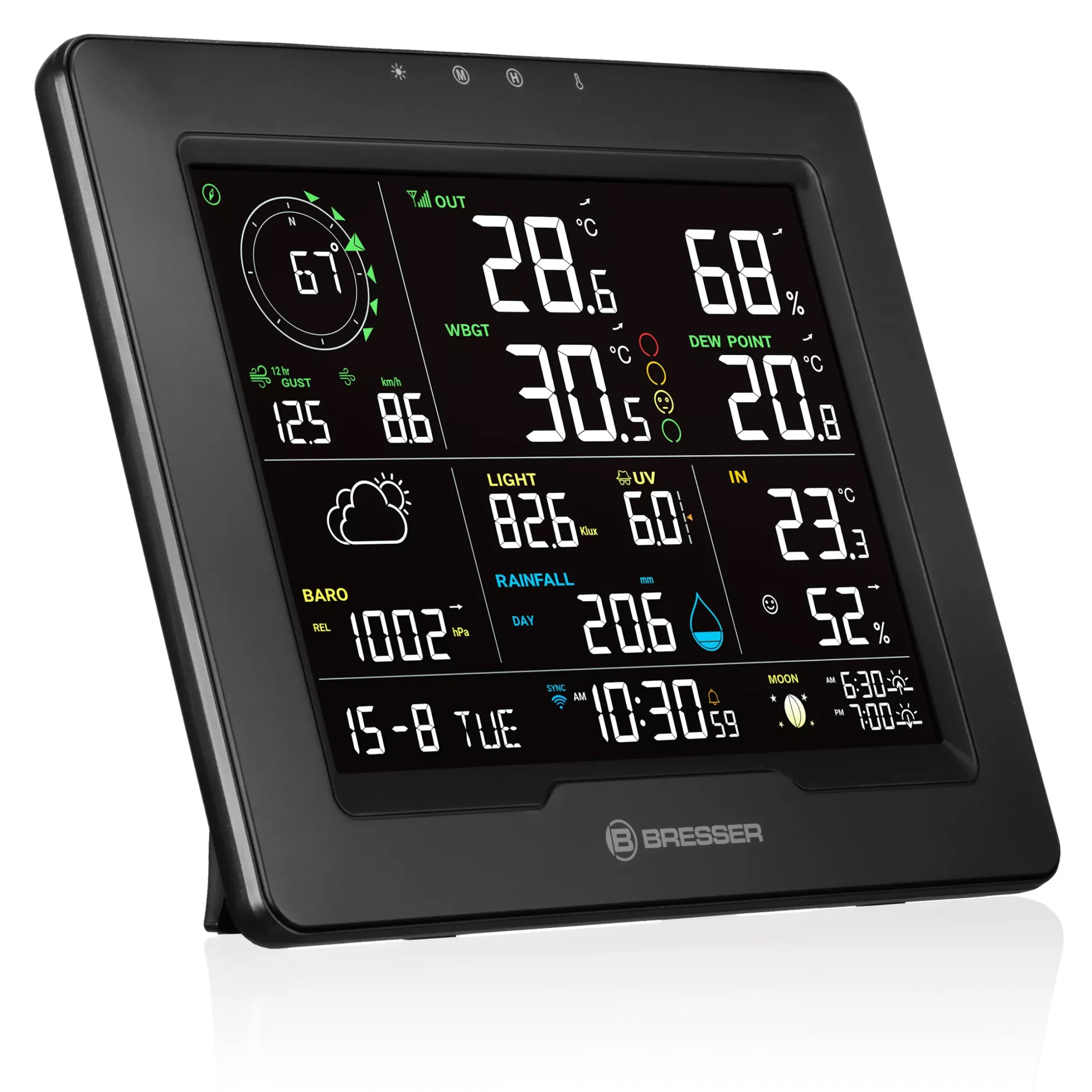 Bresser Raumklimamessgeräte|Wetterstationen Mit 8-In-1-Außensensor>8-in-1-WLAN-Wetterstation mit Hitzeindex Sahara TB