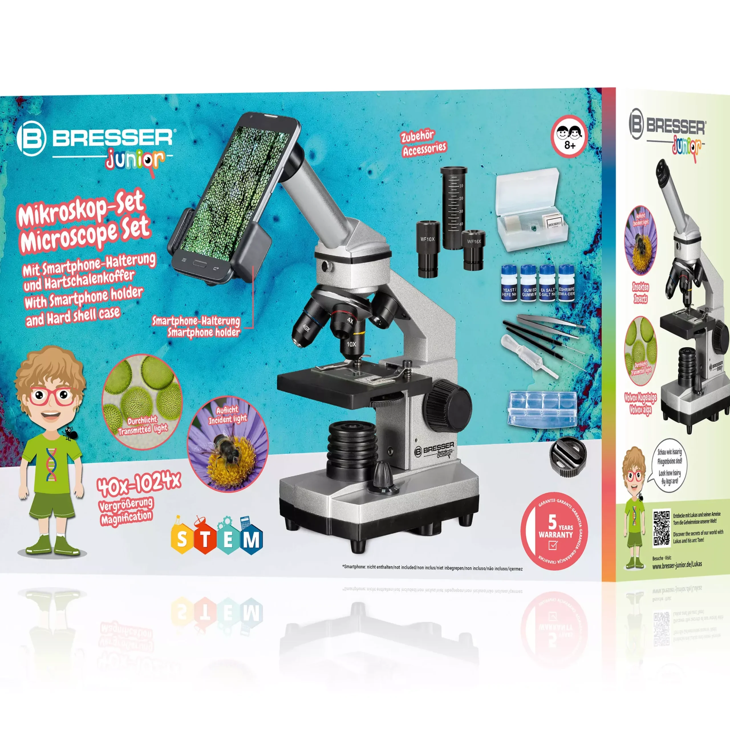 Kinder Bresser Kindermikroskop>JUNIOR Biolux CA 40x-1024x Mikroskop inkl. Smartphone Halterung