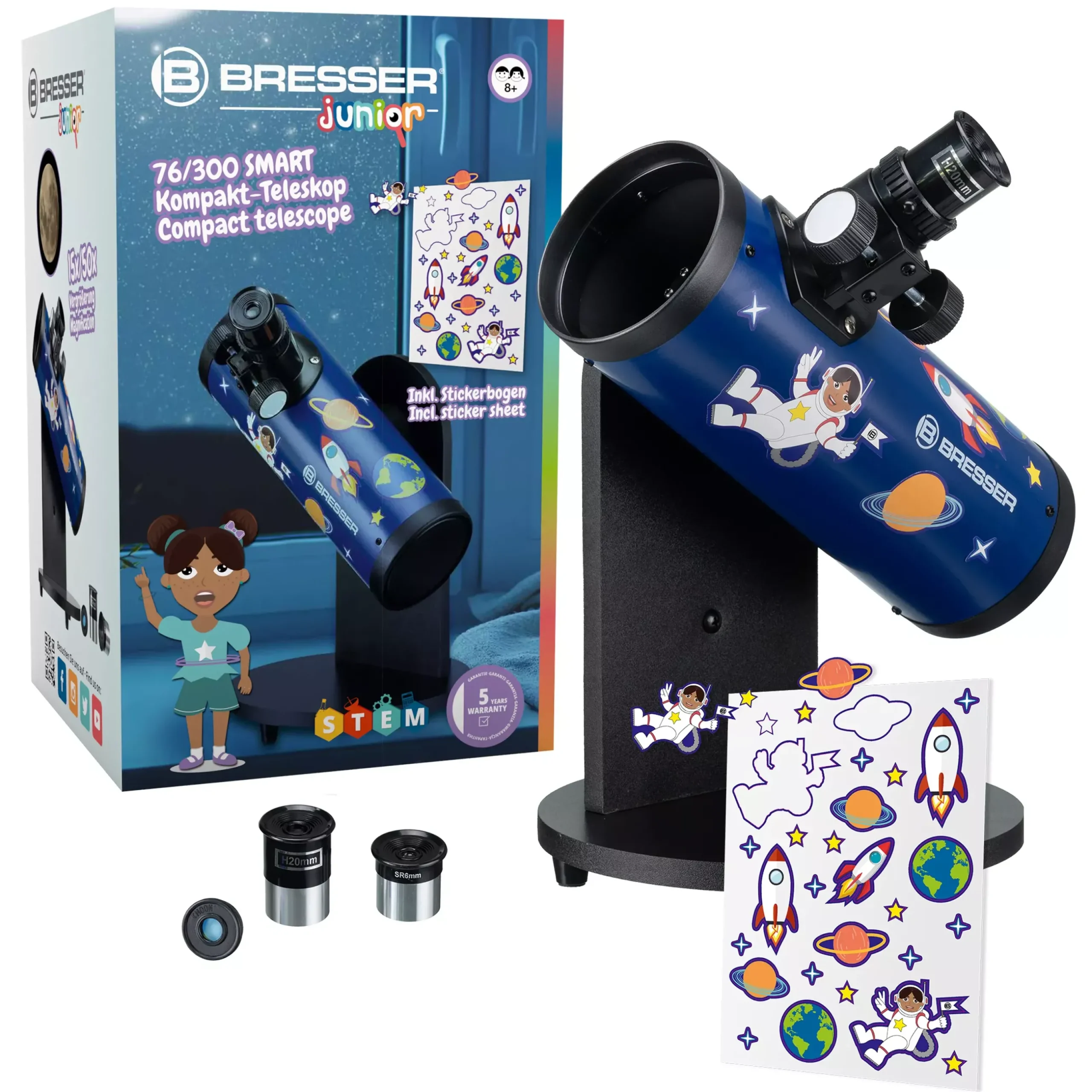 Kinder Bresser Lunas Welt Der Astronomy|Bresser Family>JUNIOR 76/300 Kompakt-Teleskop SMART