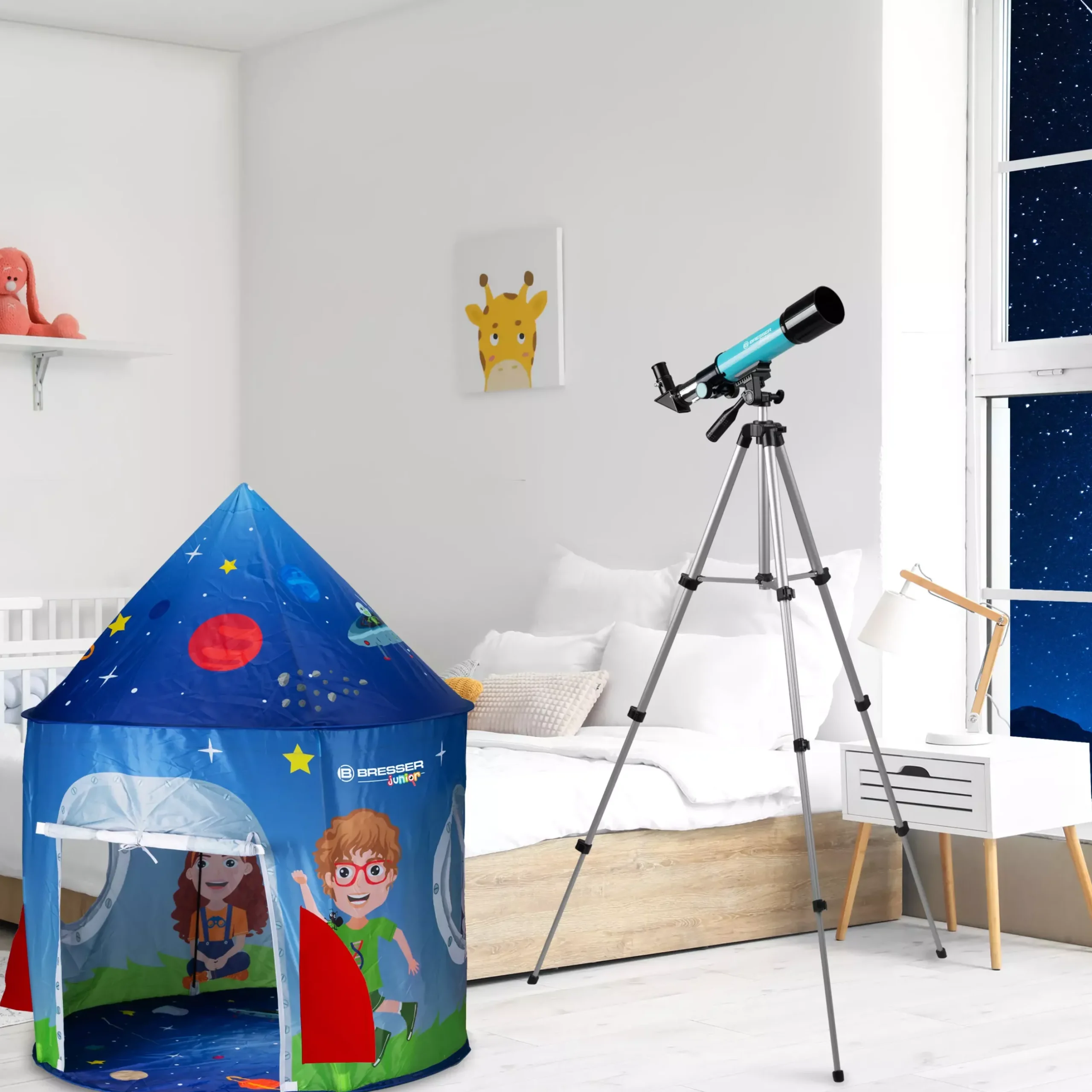 Kinder Bresser Kinderteleskop>JUNIOR Linsenteleskop 50/360 mit Zelt