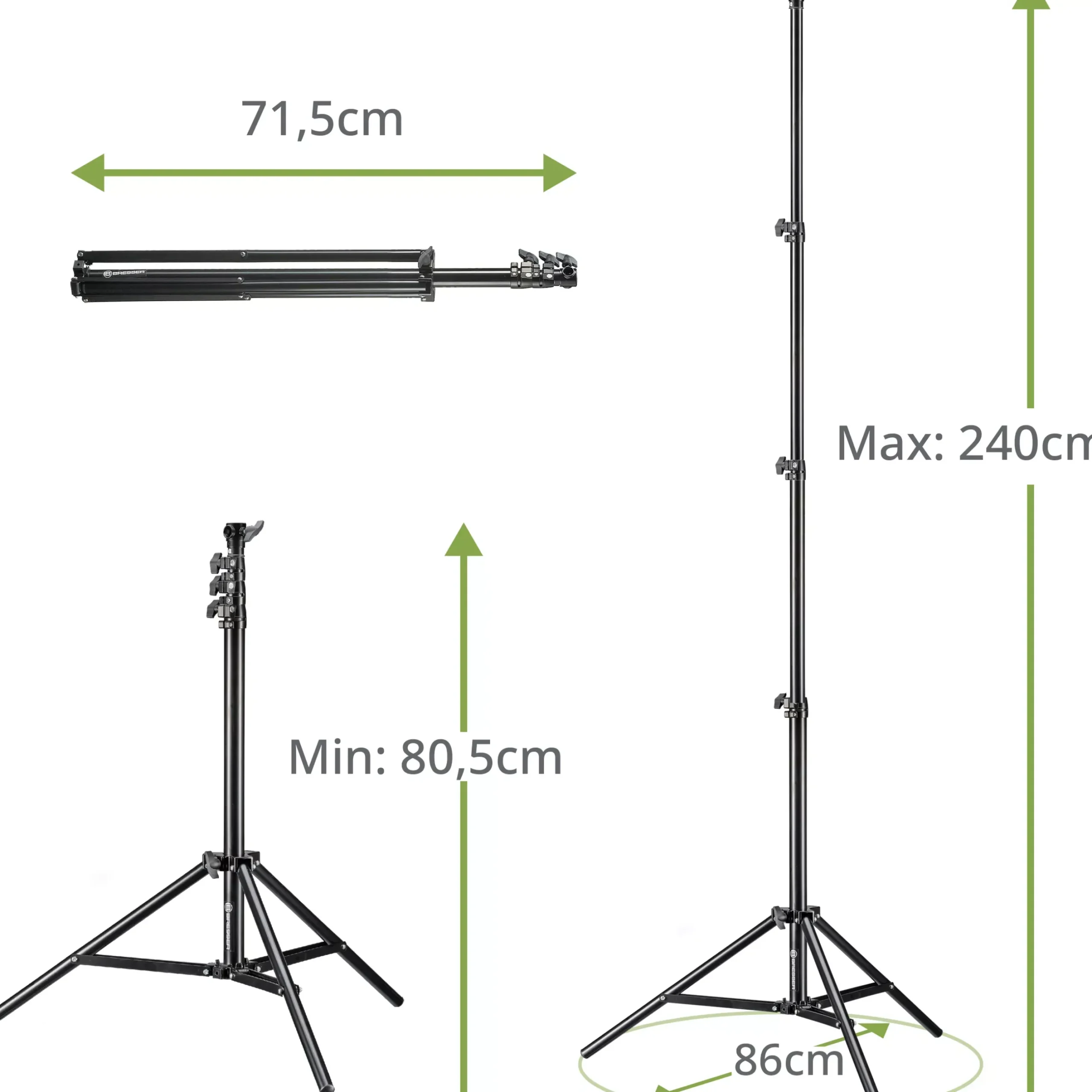 Bresser Lampenstative>Lampenstativset BR-TP240 PRO-1 (3 Stück) inklusive Stativtasche