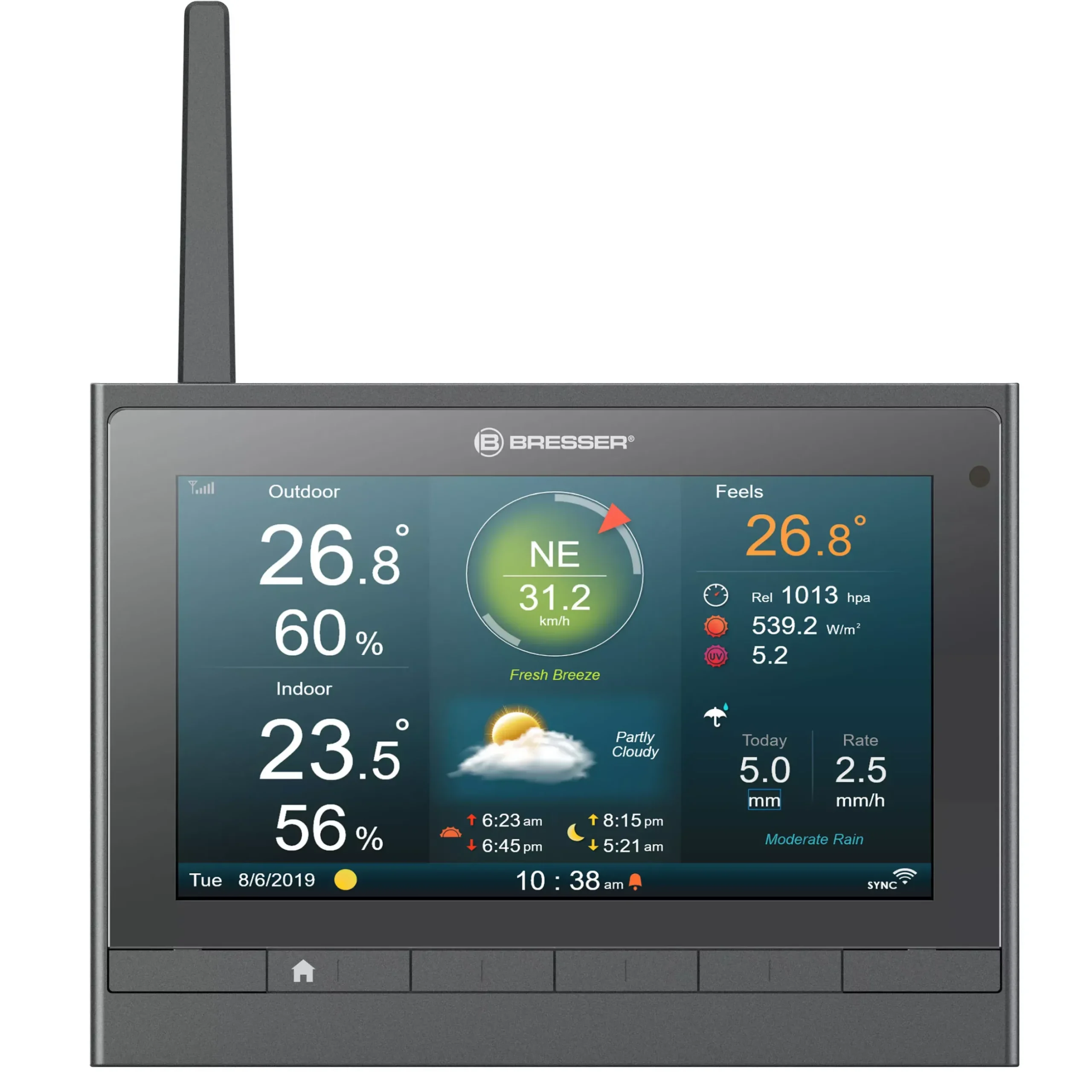 Bresser Wetterstationen Mit 7-In-1-Außensensor>MeteoChamp HD WLAN-Wetterstation 7-in-1 mit verschiedenen Anzeige-Modi