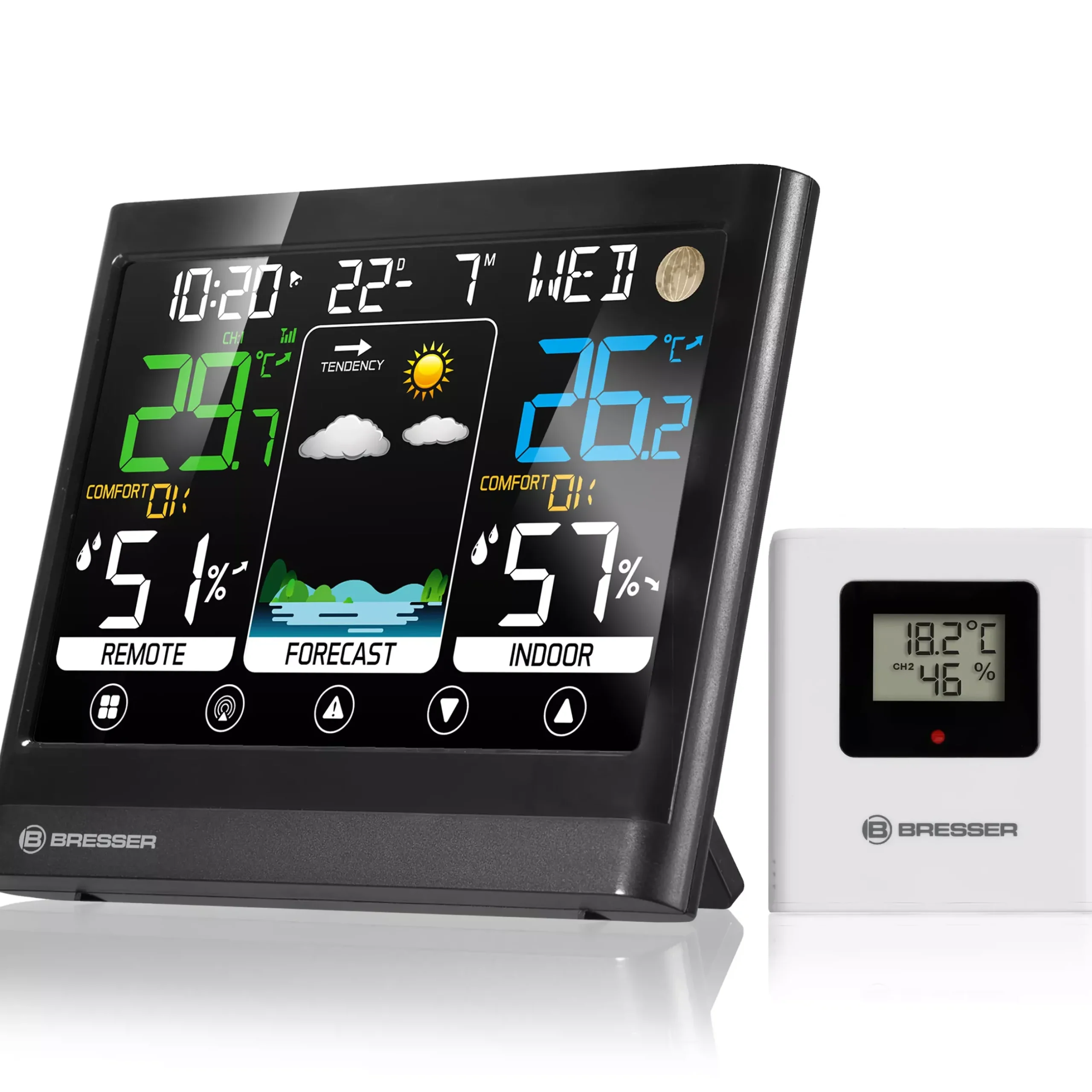 Bresser Wetterstationen Mit Thermo-/Hygro-Außensensor|Raumklimamessgeräte>MeteoTemp BF Wetterstation mit Touch-Display