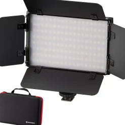 Bresser Lichtstäbe Und Mini-Leds>PT Pro 15B-II Bi-Color LED Videoleuchte mit Lichtklappen, Akku und Tasche