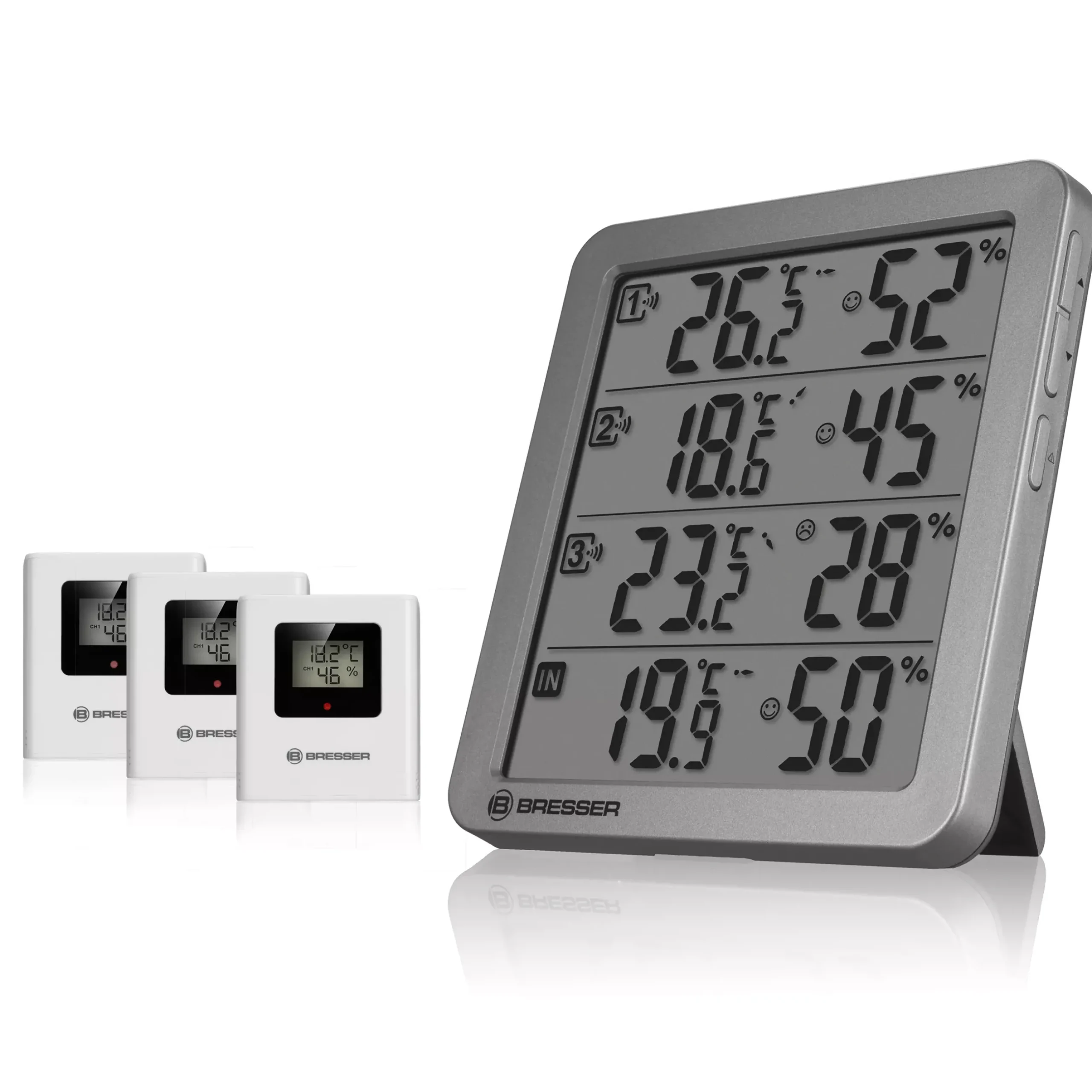 Bresser Wetterstationen Mit Thermo-/Hygro-Außensensor|Raumklimamessgeräte>Quadro NV Thermo-Hygrometer grau