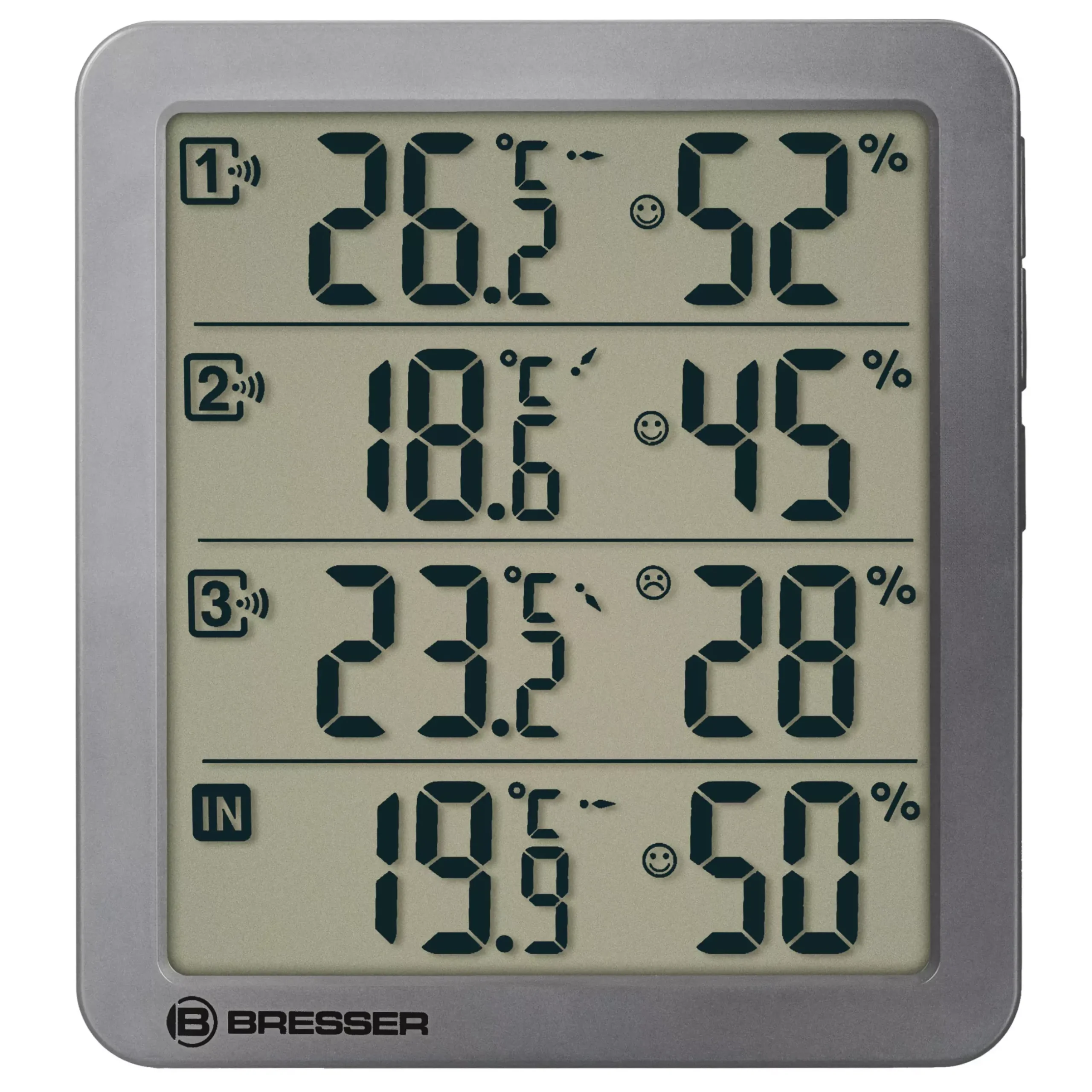 Bresser Wetterstationen Mit Thermo-/Hygro-Außensensor|Raumklimamessgeräte>Quadro NV Thermo-Hygrometer grau