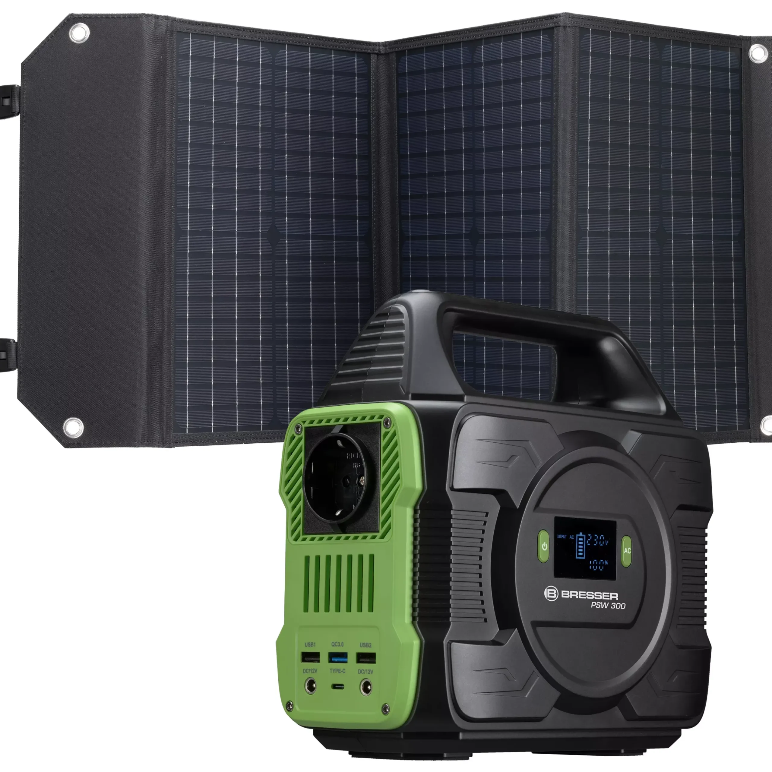 Bresser Mobile Stromversorgung|Stromversorgung>Set Mobile Power-Station 300 W + Solar-Ladegerät 60 W