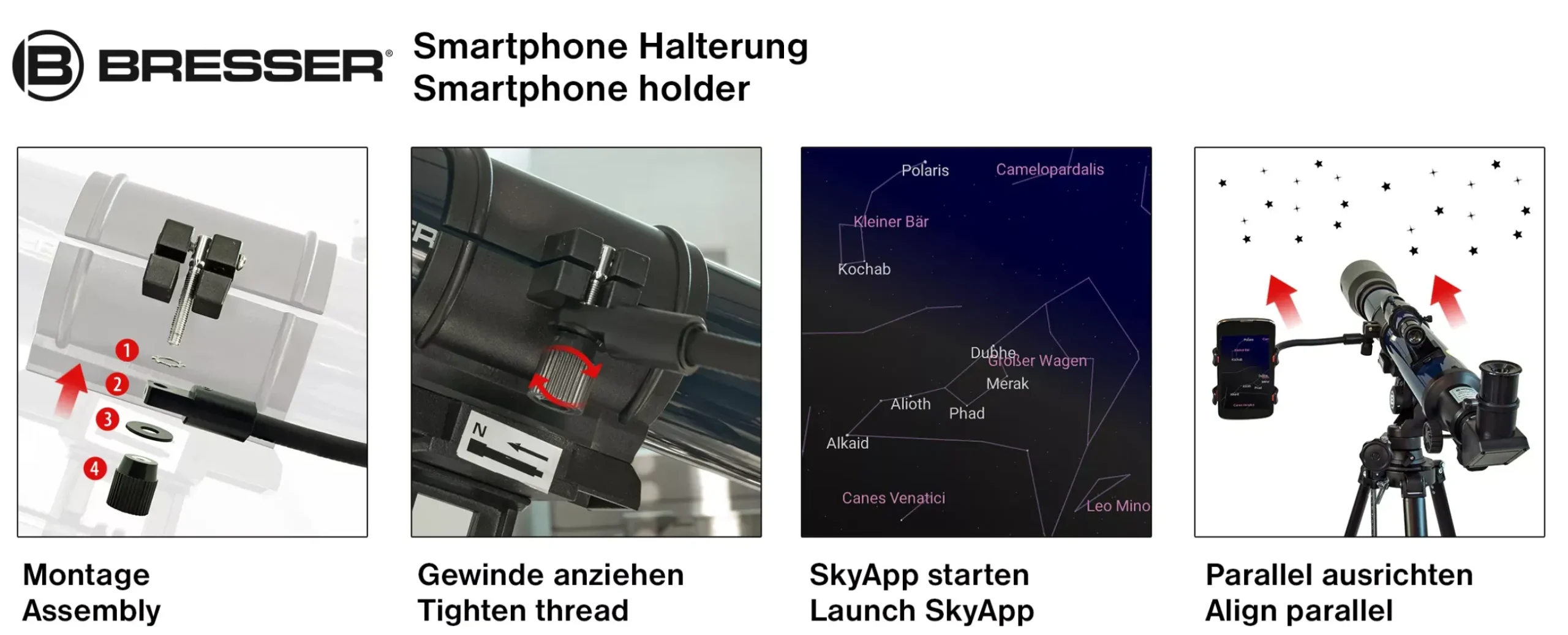 Bresser Teleskope Mit Sonnenfilter|Teleskope Für Deep-Sky>SKYLUX Linsenteleskop 70/700mm mit Smartphone-Halter und Sonnenfilter