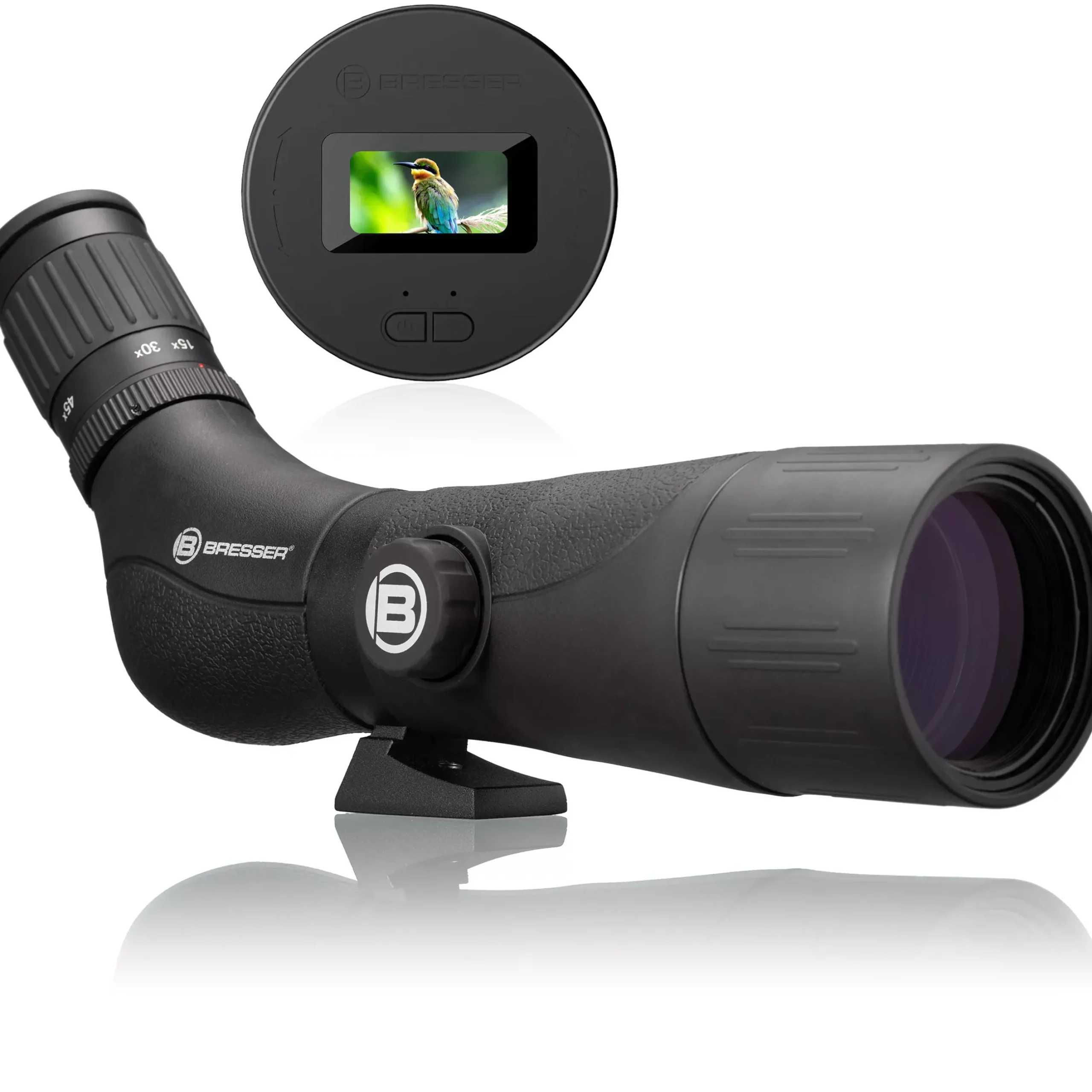 Bresser Vogel- & Naturbeobachtung>Spektar 15-45x60 Spektiv inkl. WLAN-Okularkamera mit Display