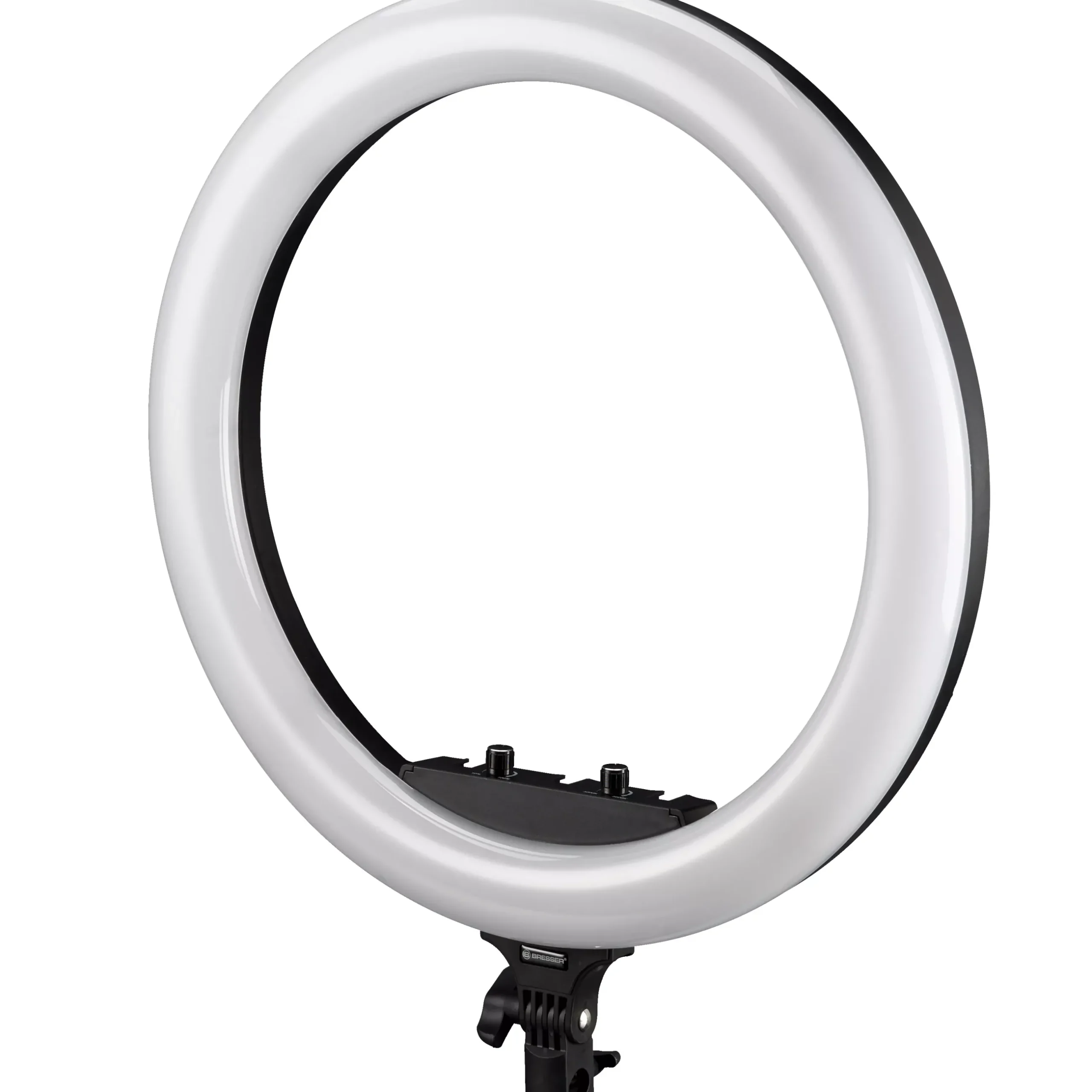 Bresser Ringlichter>STR-48B Bi-Color LED Ringleuchte 48W dimmbar mit Kamera- und Smartphonehalter