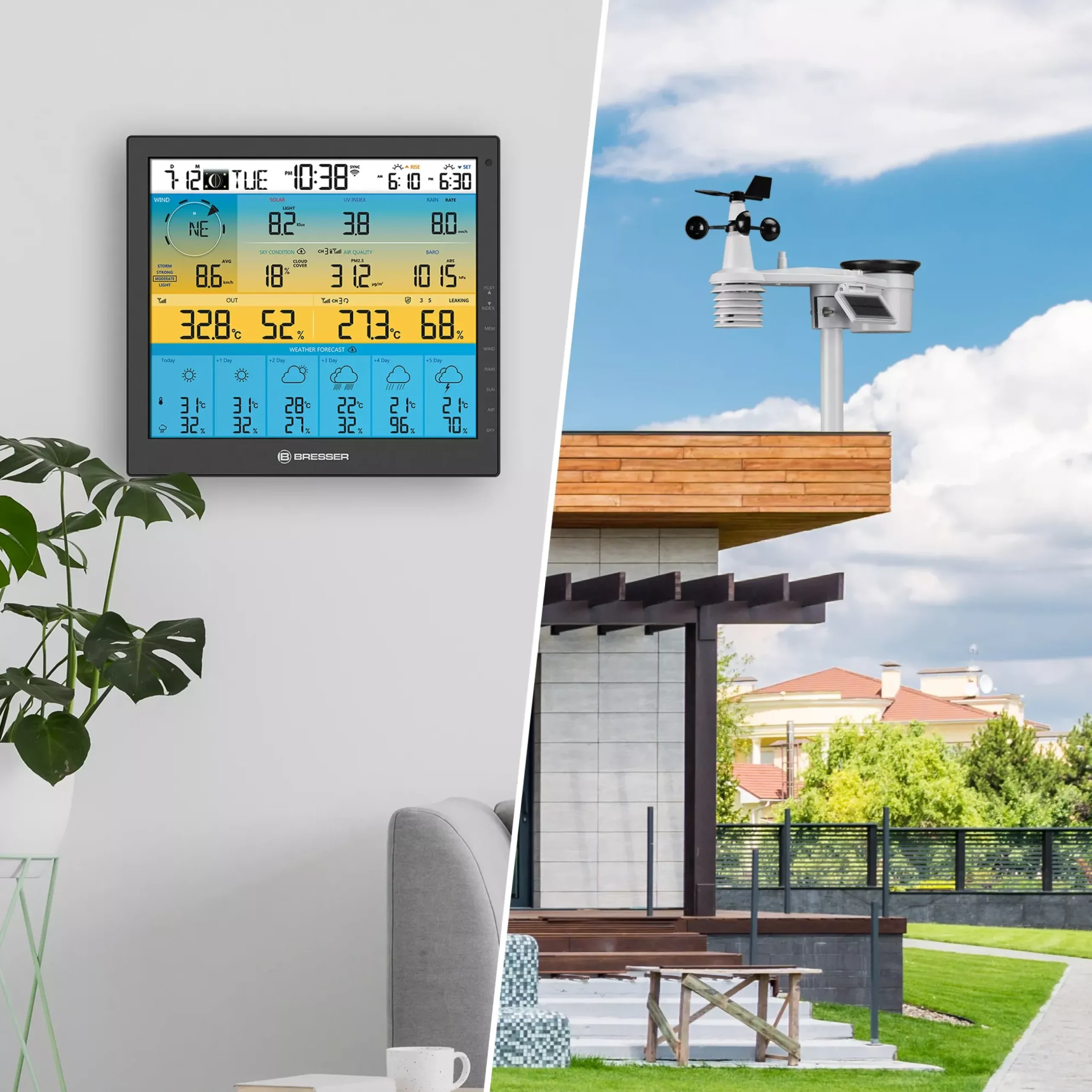 Bresser Wetterstationen Mit 7-In-1-Außensensor>6-Tage 4CAST PRO SF WLAN-Wetterstation 7-in-1 solar