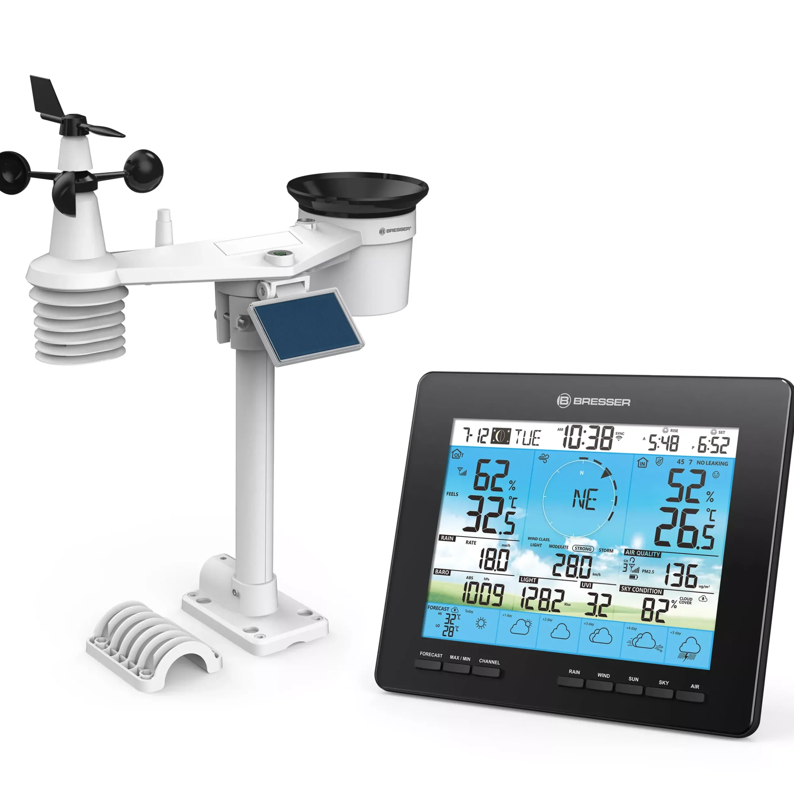 Bresser Wetterstationen Mit 7-In-1-Außensensor>6-Tage 4CAST PRO WLAN-Wetterstation 7-in-1 solar