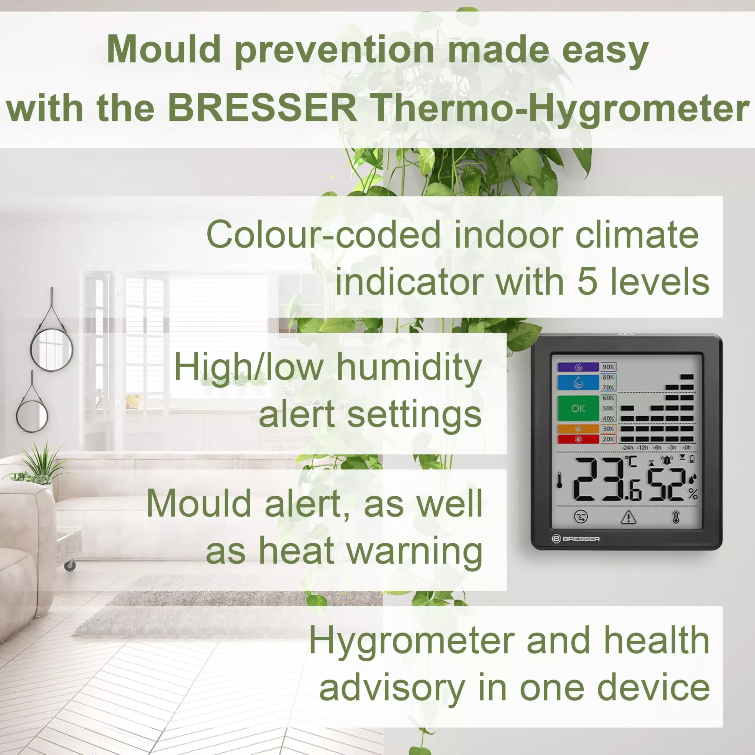 Bresser Raumklimamessgeräte|Innen-Thermometer>Thermo-Hygrometer mit Schimmelalarm