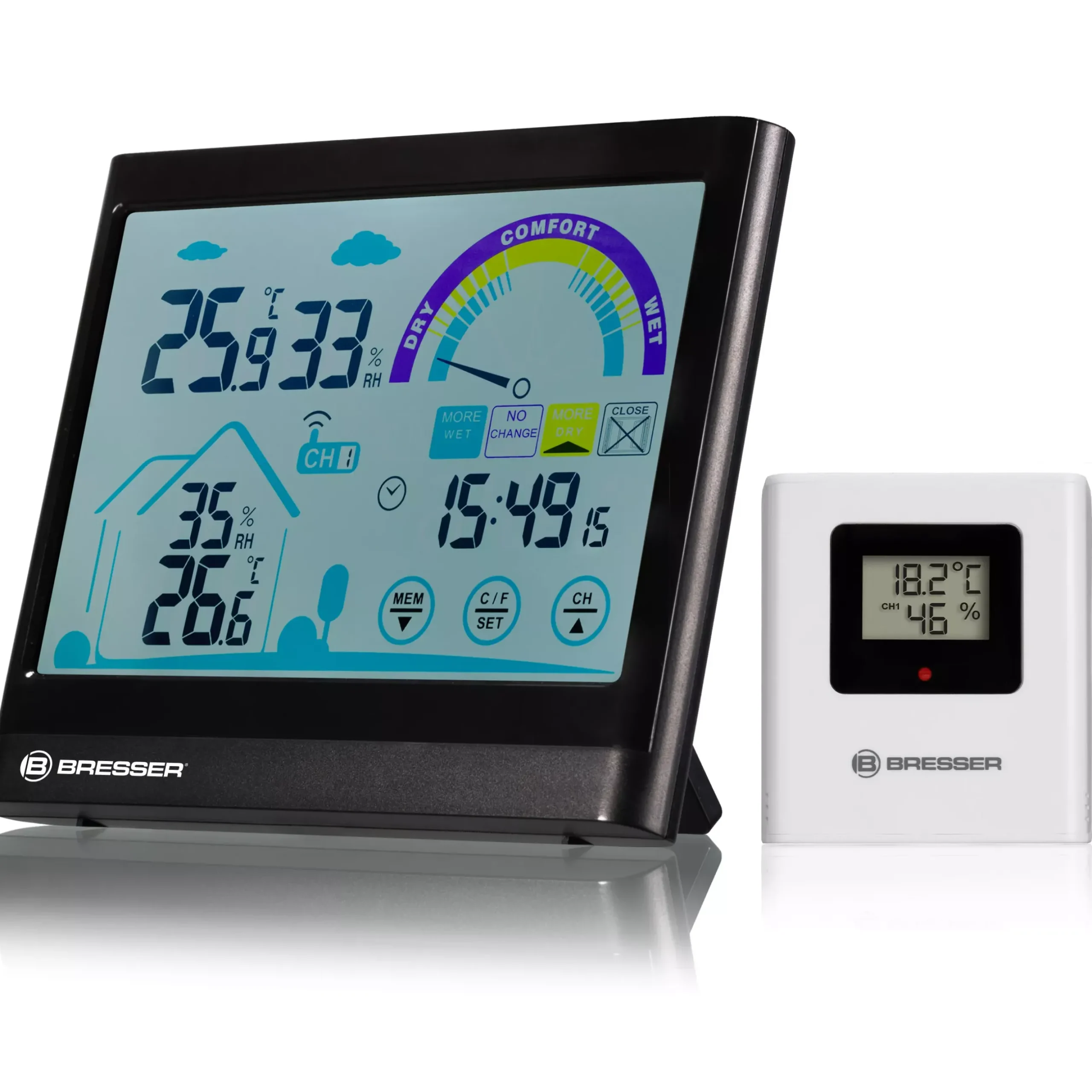 Bresser Wetterstationen Mit Thermo-/Hygro-Außensensor|Raumklimamessgeräte>VentAir Thermo-Hygrometer mit Touchscreenfunktion und Lüftungsempfehlung