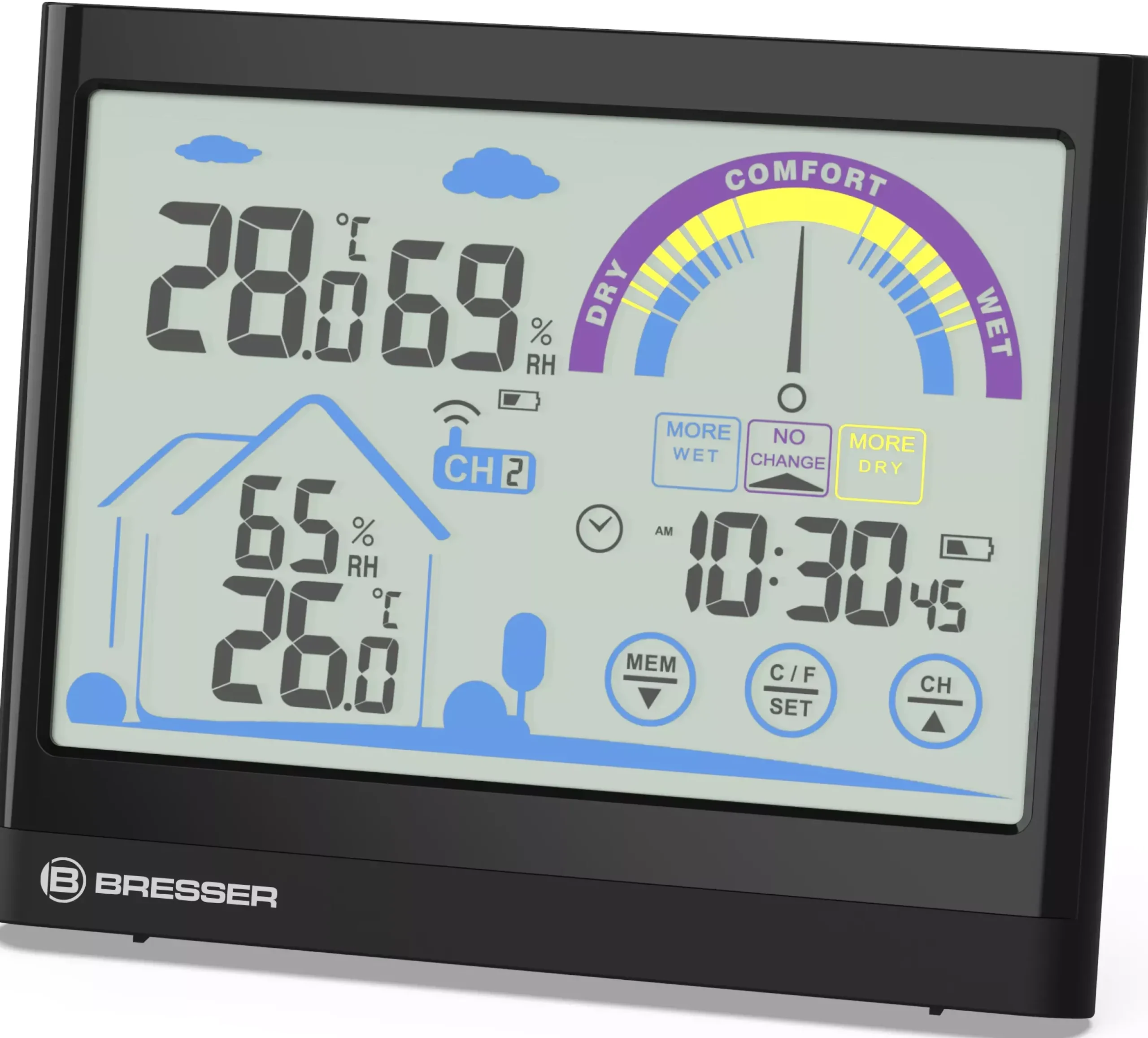 Bresser Wetterstationen Mit Thermo-/Hygro-Außensensor|Raumklimamessgeräte>VentAir Thermo-Hygrometer mit Touchscreenfunktion und Lüftungsempfehlung
