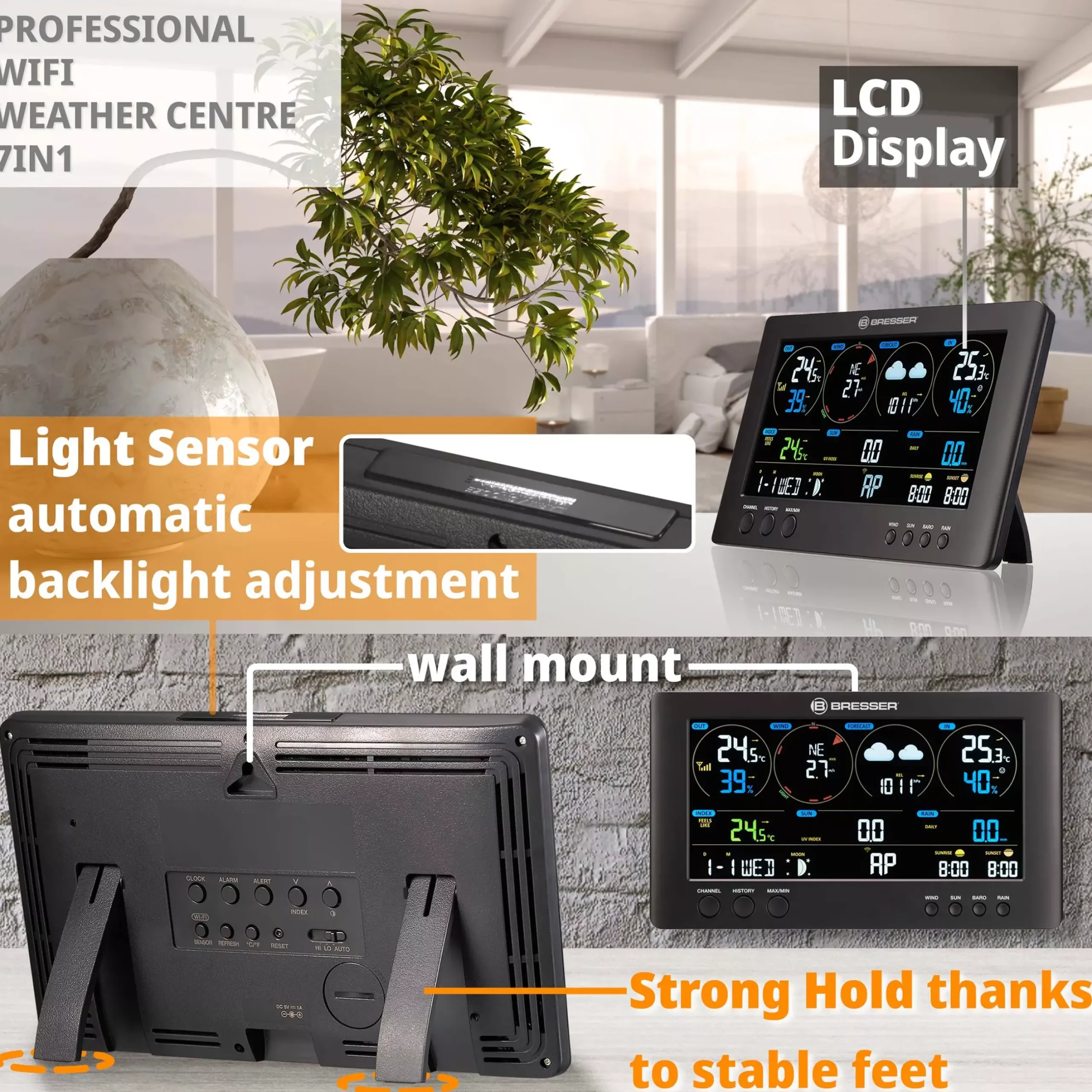 Bresser Wetterstationen Mit 7-In-1-Außensensor>WLAN ClearView Wetterstation mit 7-in-1-Profi-Sensor