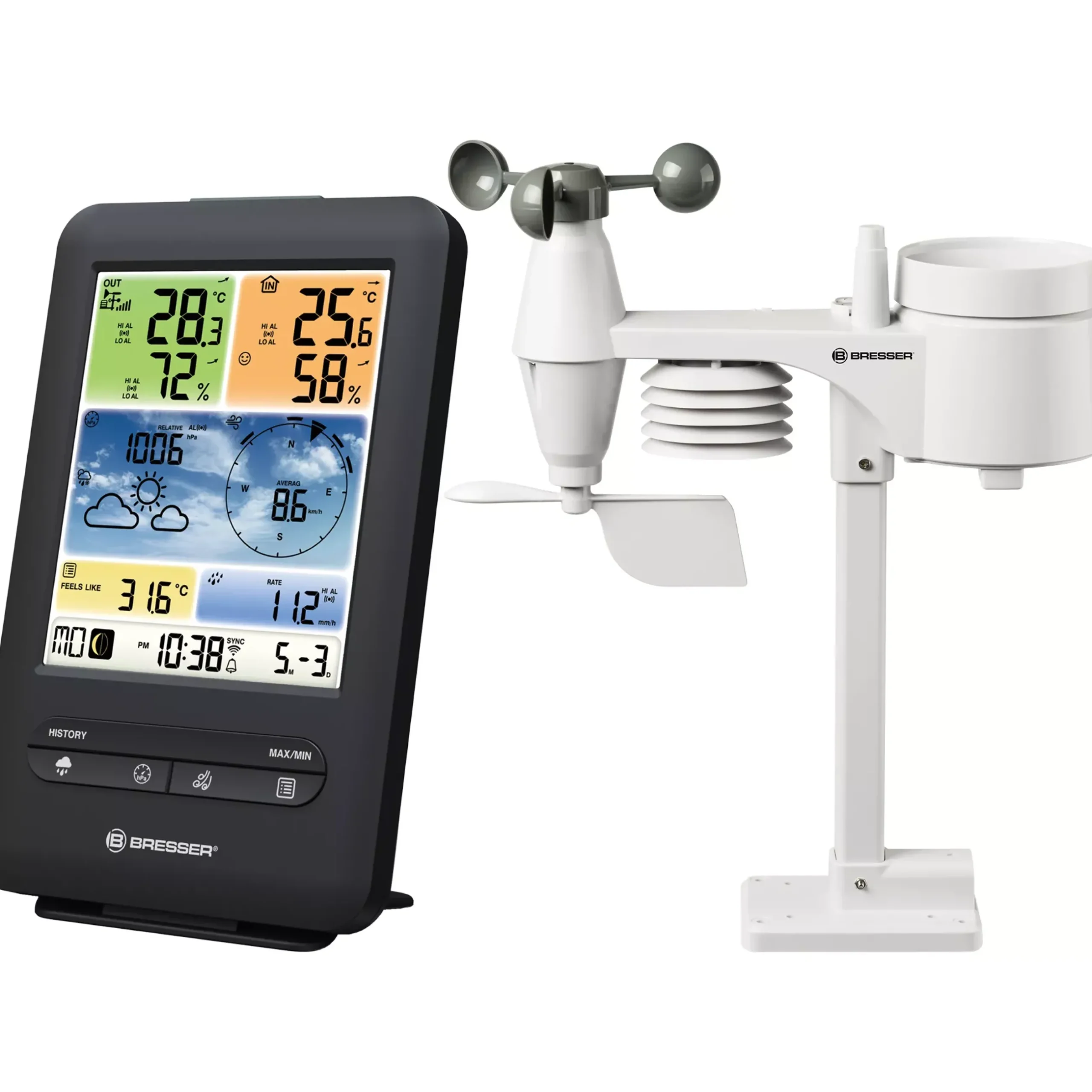 Bresser Wetterstationen Mit 5-In-1-Außensensor>WLAN-Farbwetterstation mit 5-in-1-Profi-Sensor V
