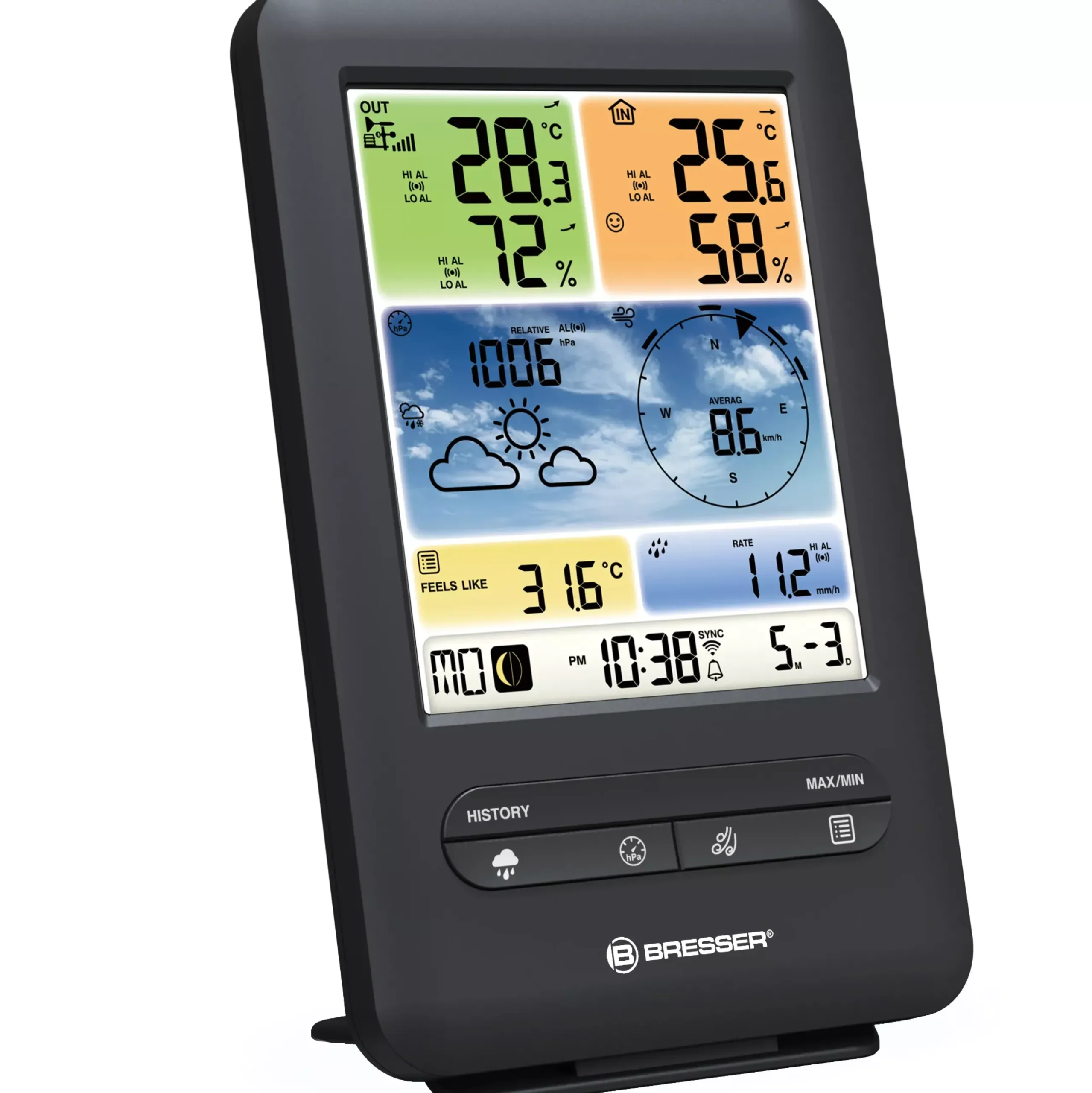 Bresser Wetterstationen Mit 5-In-1-Außensensor>WLAN-Farbwetterstation mit 5-in-1-Profi-Sensor V
