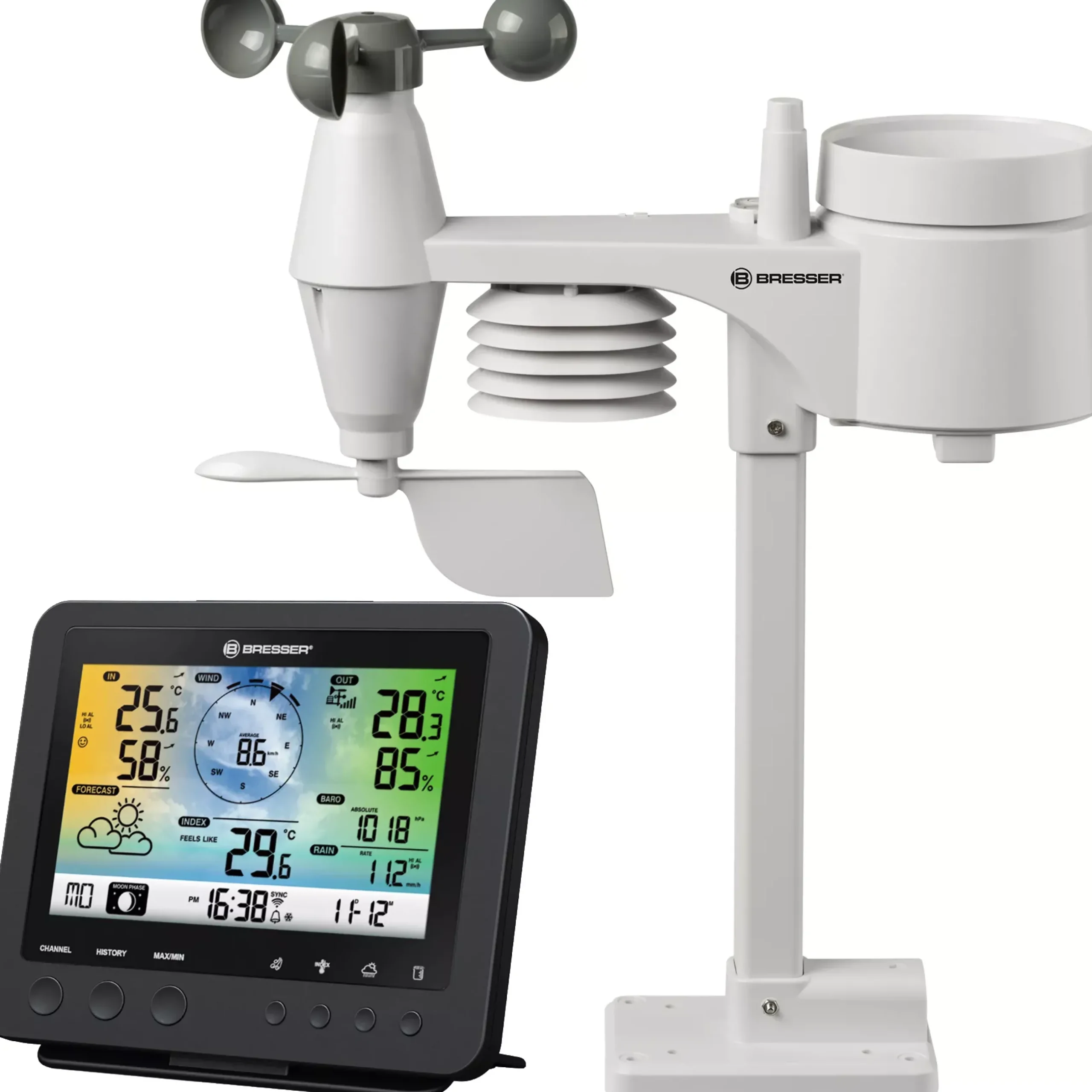 Bresser Raumklimamessgeräte|Wetterstationen Mit 5-In-1-Außensensor>WLAN-Farbwetterstation mit 5-in-1-Profi-Sensor