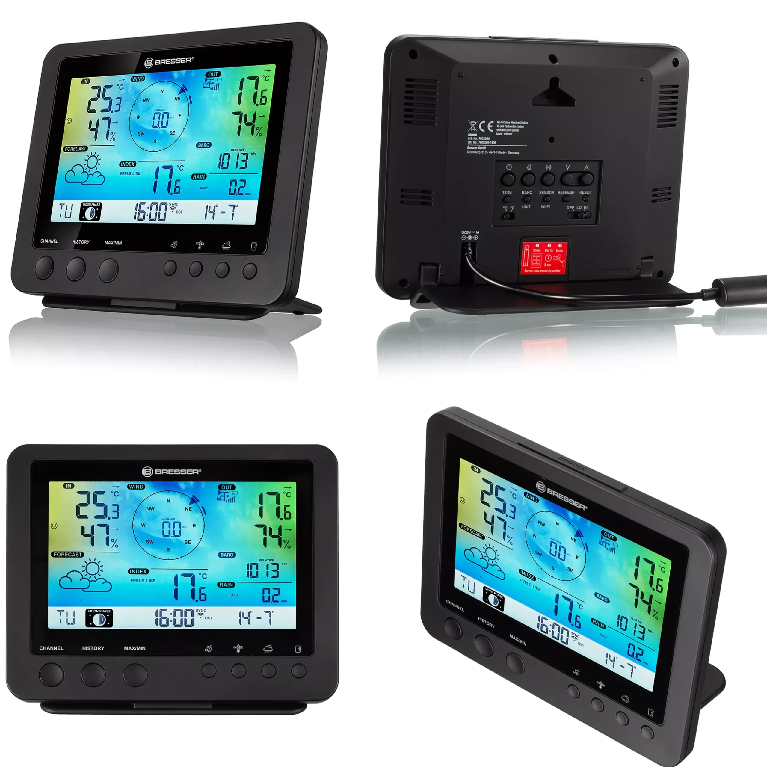 Bresser Raumklimamessgeräte|Wetterstationen Mit 5-In-1-Außensensor>WLAN-Farbwetterstation mit 5-in-1-Profi-Sensor