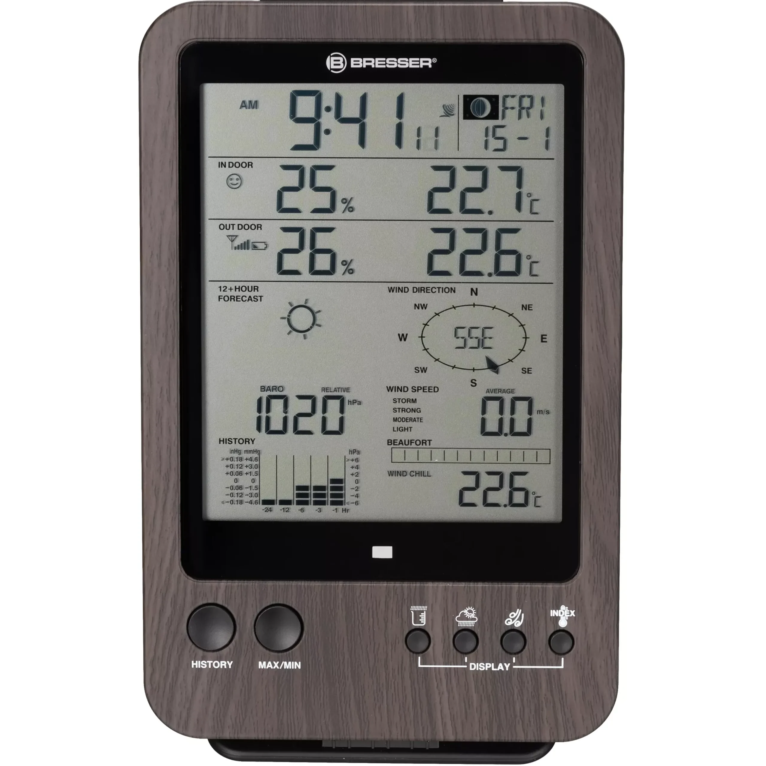 Bresser Wetterstationen Mit 5-In-1-Außensensor>WTW 5-in-1-Wetterstation in Holzoptik