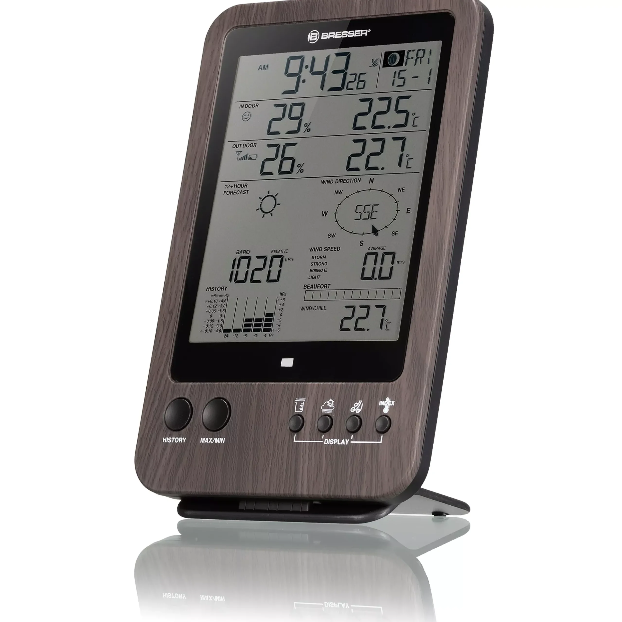 Bresser Wetterstationen Mit 5-In-1-Außensensor>WTW 5-in-1-Wetterstation in Holzoptik
