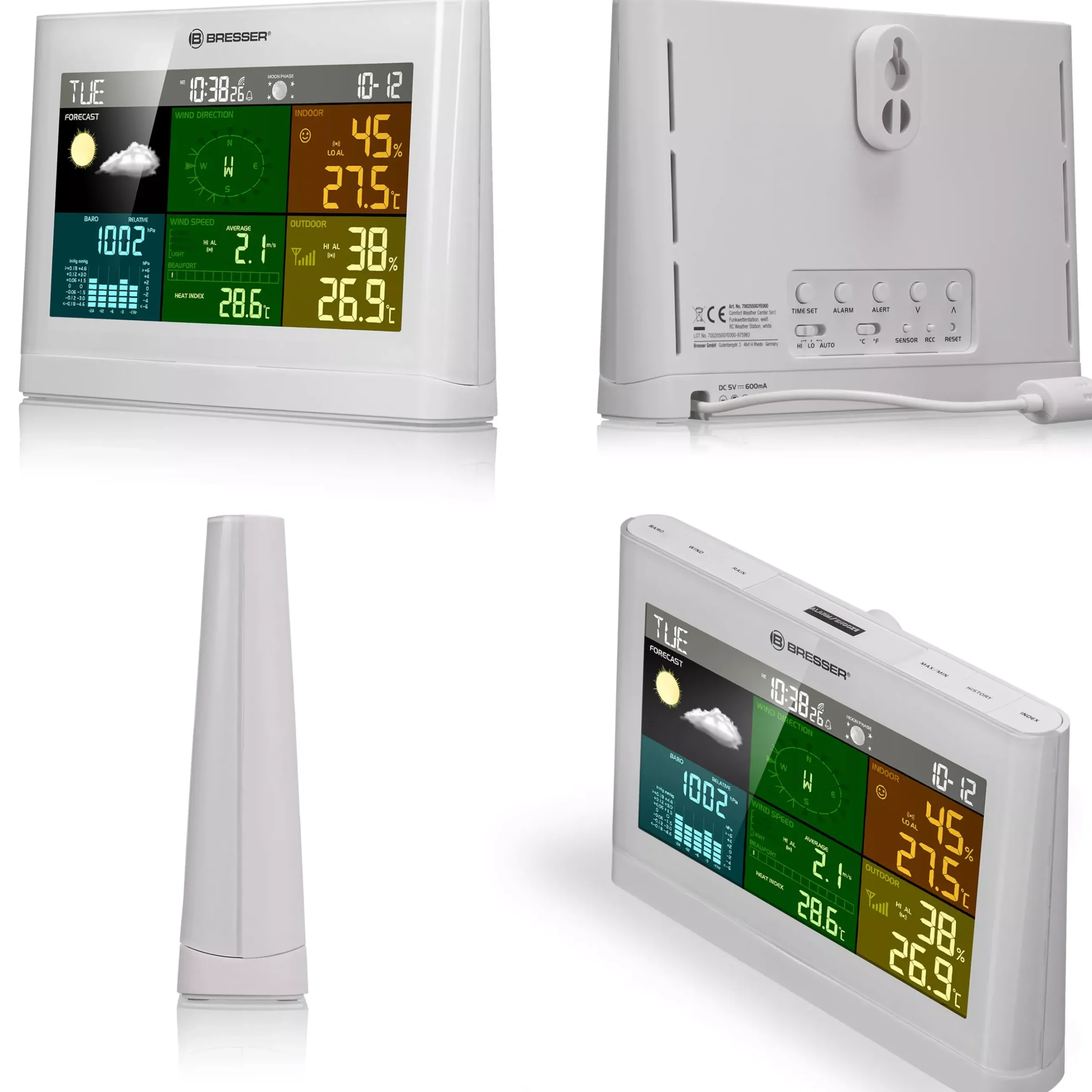 Bresser Zusätzliche Basisstationen>zusätzliche / Ersatz-Basisstation für 5-in-1 Comfort Wetter Center 7002550GYE000 weiß