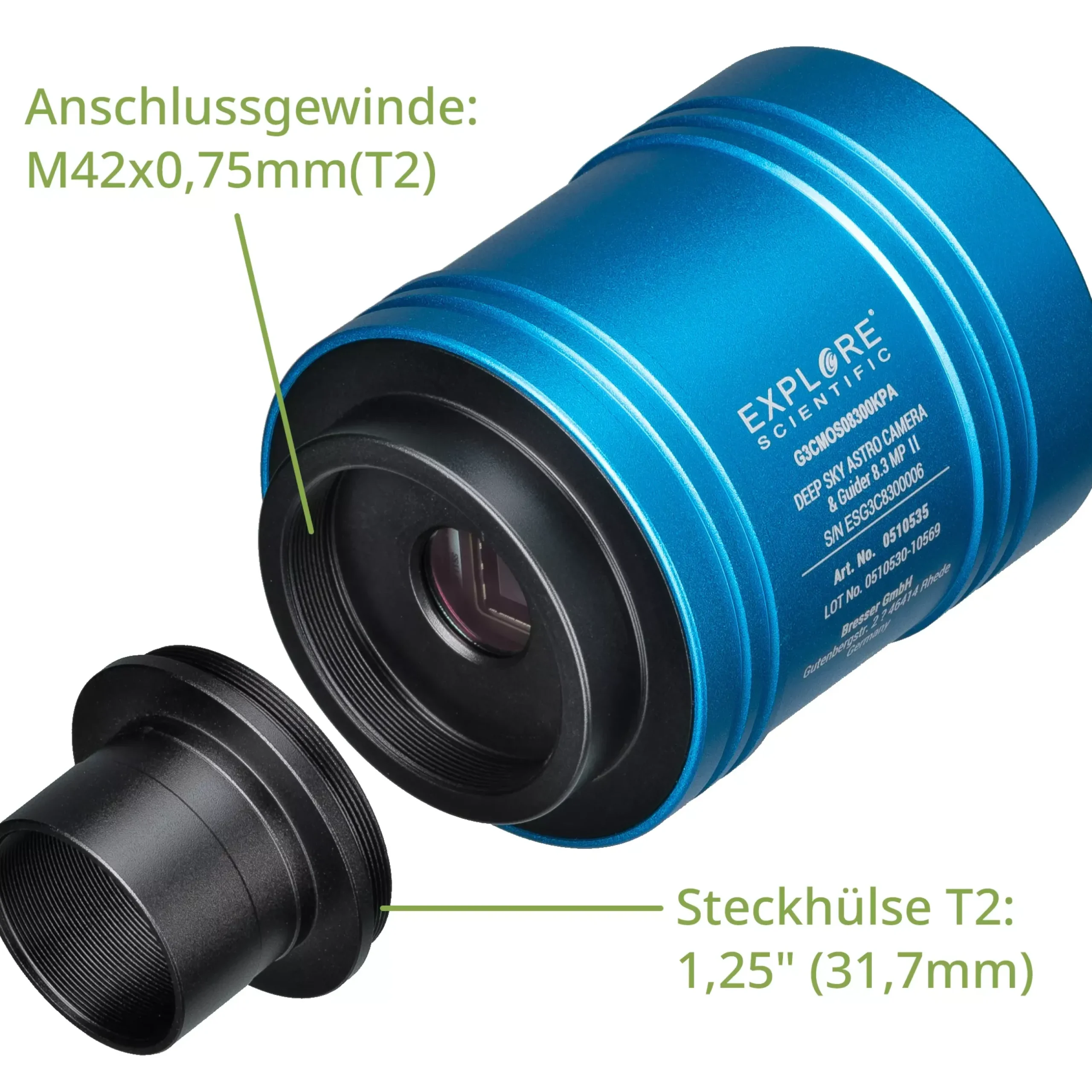 Bresser Astrokameras>EXPLORE SCIENTIFIC 4K DEEP SKY ASTRO-Kamera & Guider 8,3 MP II