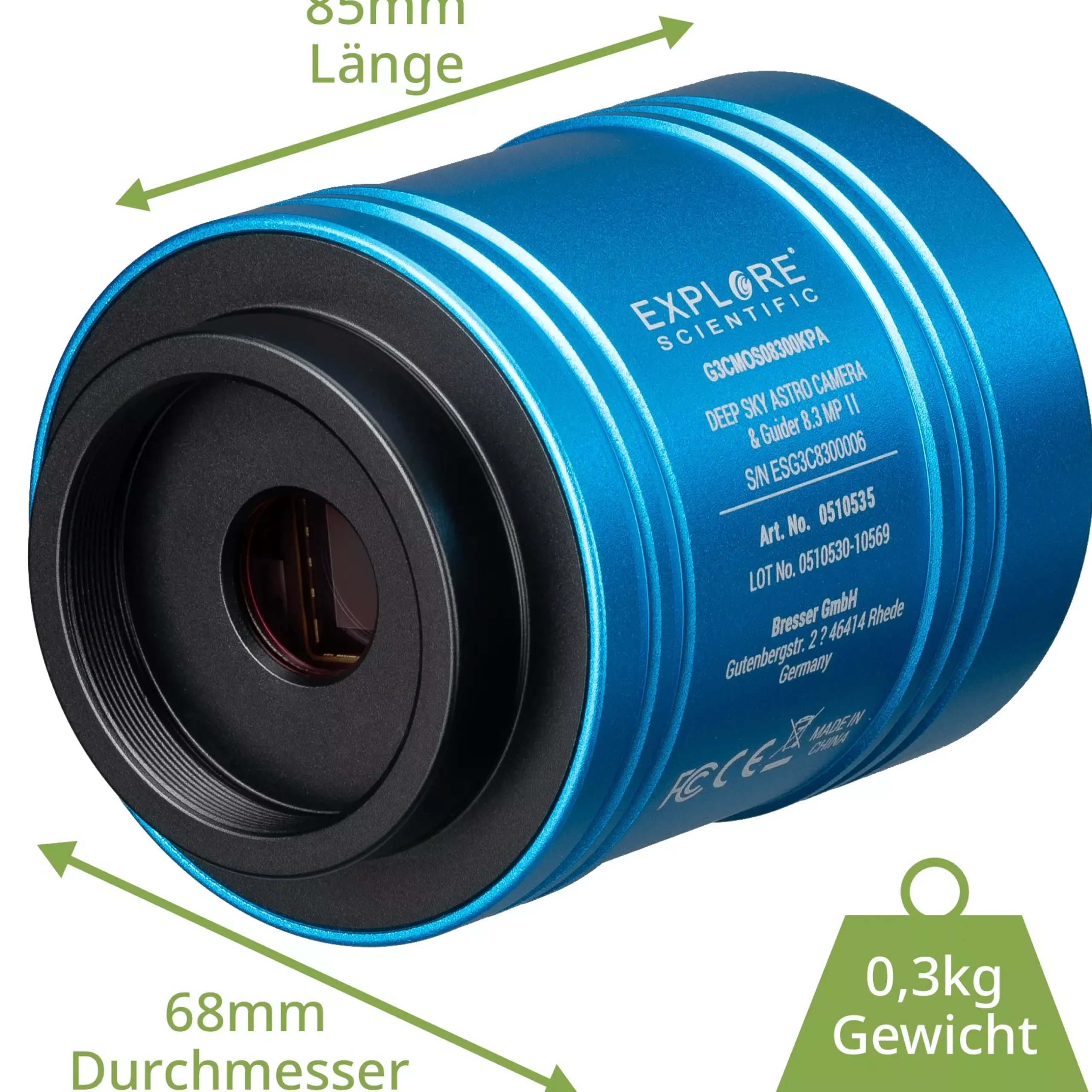 Bresser Astrokameras>EXPLORE SCIENTIFIC 4K DEEP SKY ASTRO-Kamera & Guider 8,3 MP II