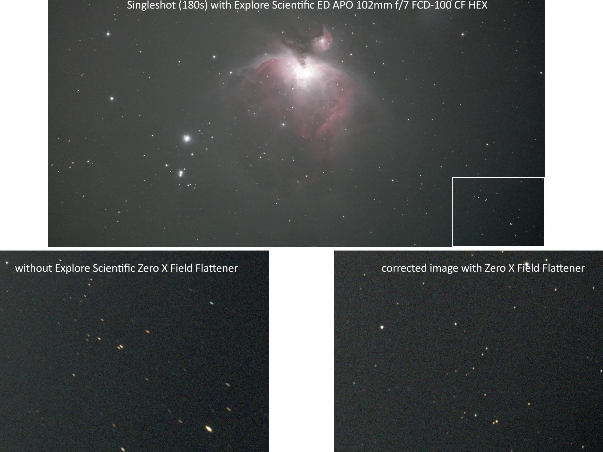 Bresser Zubehör Für Astrokameras|Korrektoren & Reducer>EXPLORE SCIENTIFIC Zero X Bildfeldebner 2''/M48 für ED80, ED102 u. ED127 APO