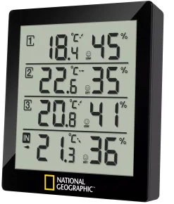 Bresser Raumklimamessgeräte|Wetterstationen Mit Thermo-/Hygro-Außensensor>NATIONAL GEOGRAPHIC Digitales Thermo-Hygrometer für 4 Messbereiche - schwarz