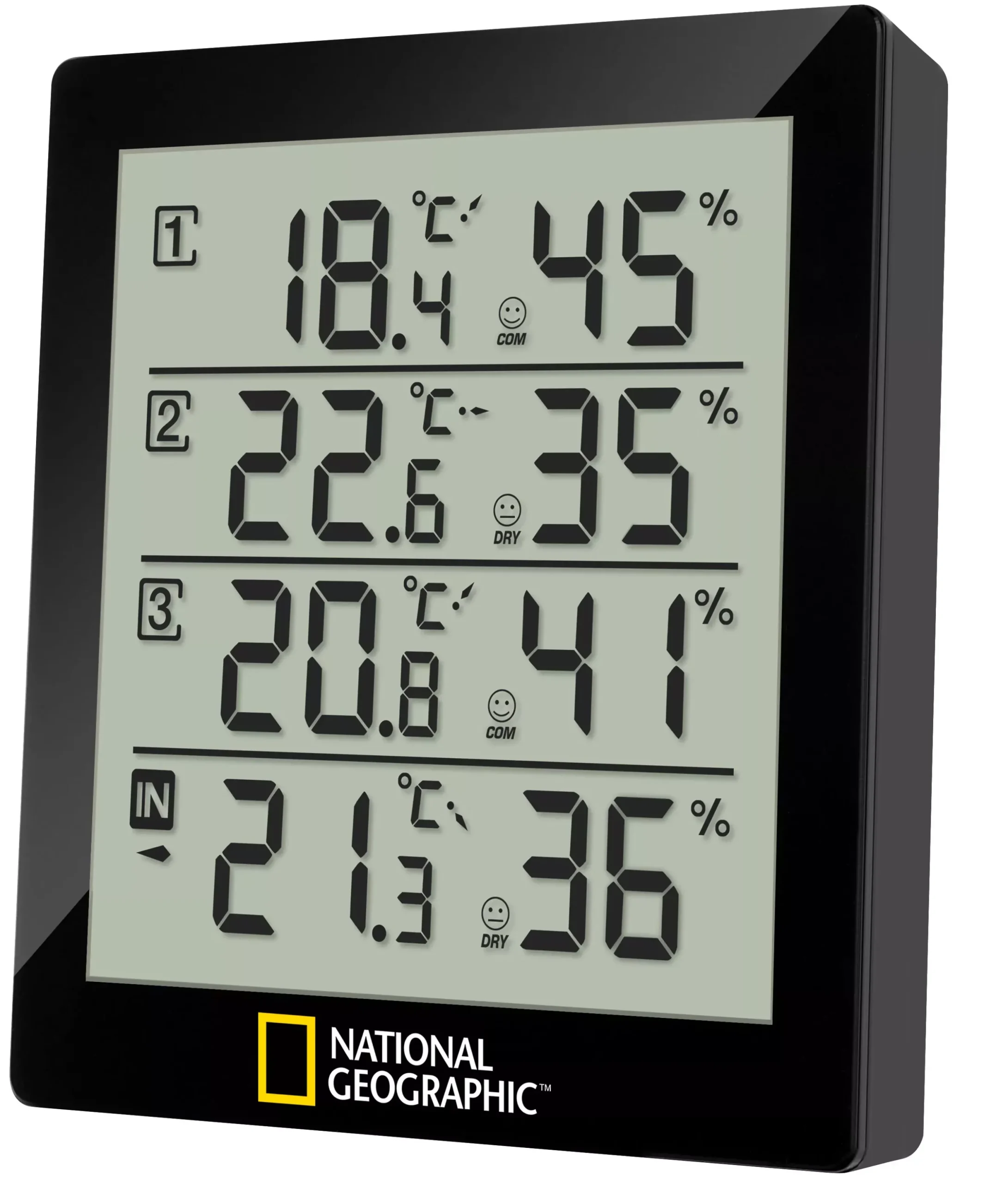 Bresser Raumklimamessgeräte|Wetterstationen Mit Thermo-/Hygro-Außensensor>NATIONAL GEOGRAPHIC Digitales Thermo-Hygrometer für 4 Messbereiche - schwarz