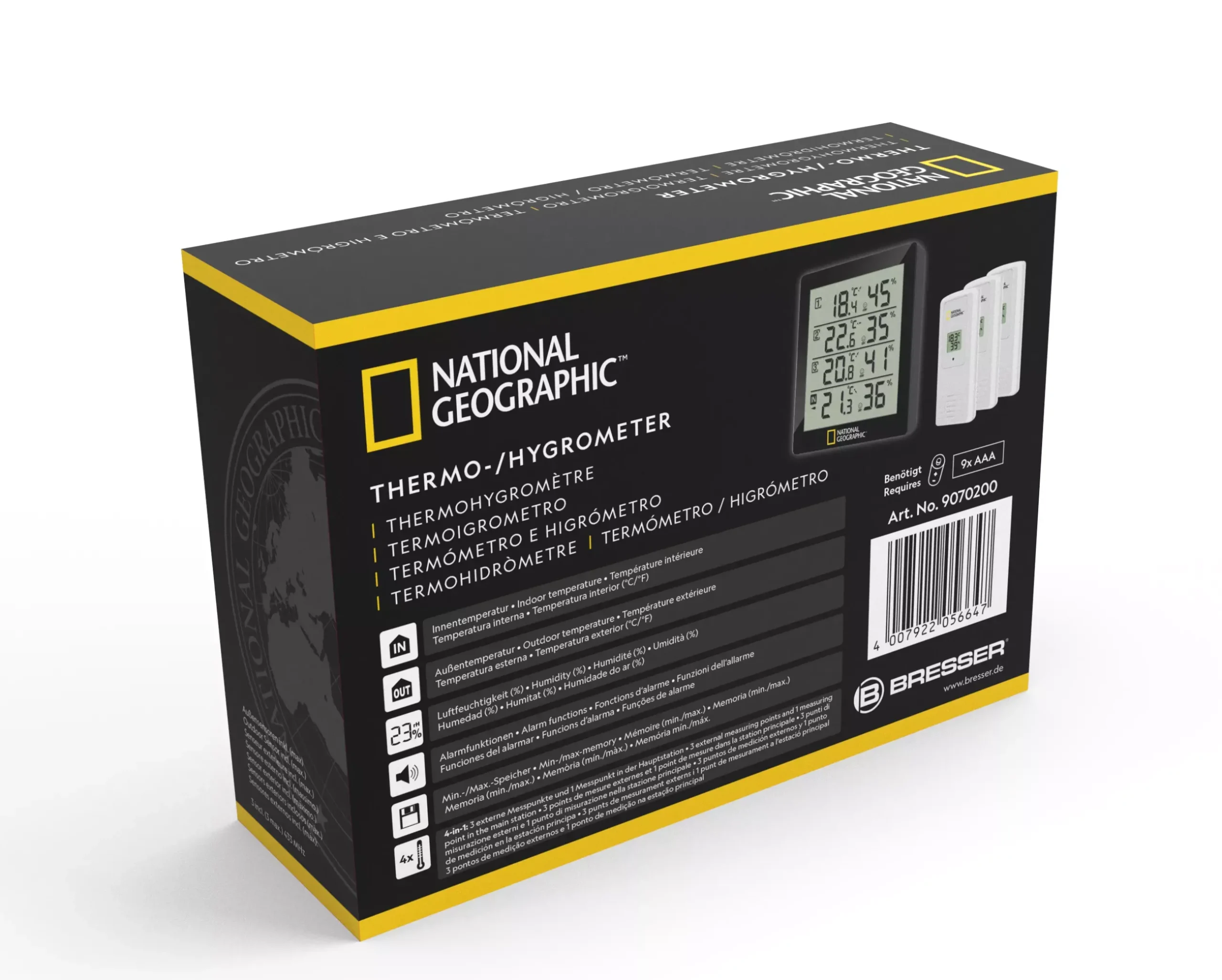 Bresser Raumklimamessgeräte|Wetterstationen Mit Thermo-/Hygro-Außensensor>NATIONAL GEOGRAPHIC Digitales Thermo-Hygrometer für 4 Messbereiche - schwarz
