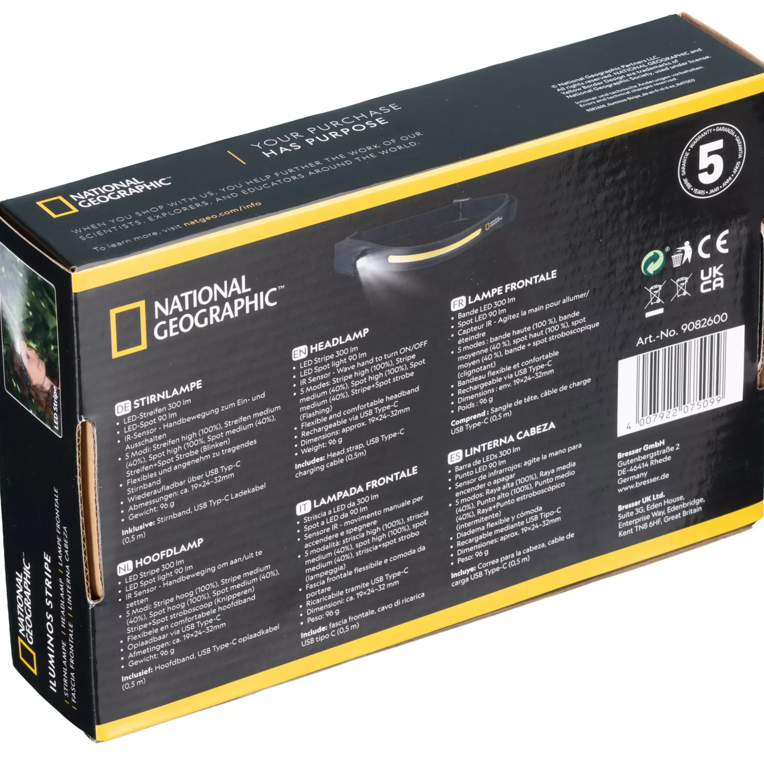 Bresser Taschenlampen|Lernen & Entdecken>NATIONAL GEOGRAPHIC Iluminos Stripe Stirnlampe mit LED-Streifen