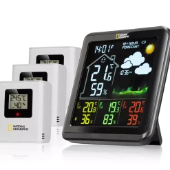 Bresser Wetterstationen Mit Thermo-/Hygro-Außensensor>NATIONAL GEOGRAPHIC VA Farb-Wetterstation mit 3 Außensensoren, schwarz